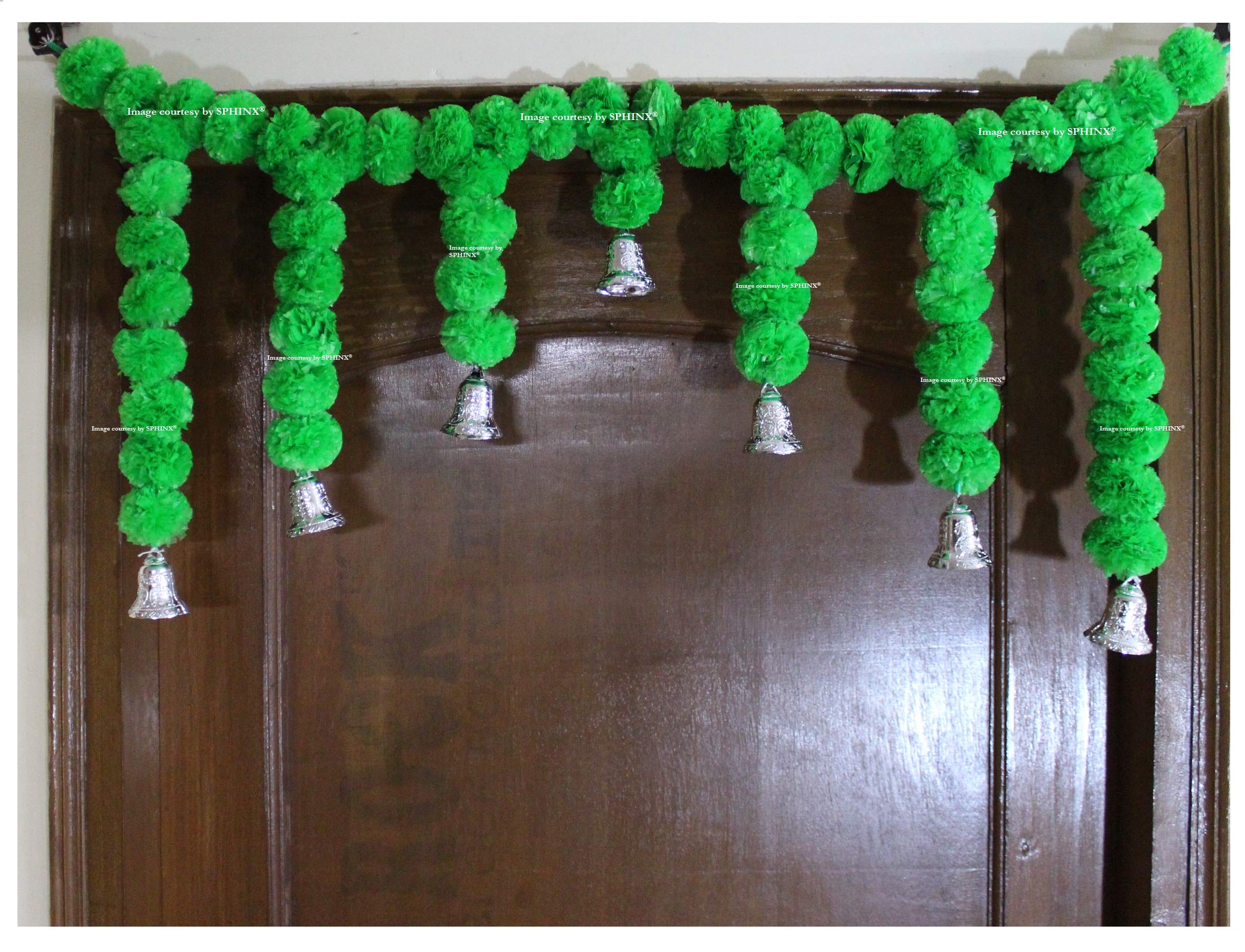 SPHINX ARTIFICIAL MARIGOLD FLUFFY FLOWER GARLANDS DOOR TORAN SET/DOOR HANGINGS FOR DECORATION (APPROX. 100 X 41 CMS)- GREEN