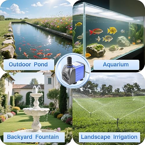 Miniatura 8 de CONQUERALL Bomba de fuente de jardín de 10W 158GPH 4.1ft agua de transferencia para acuario piscina cascada hidropónica