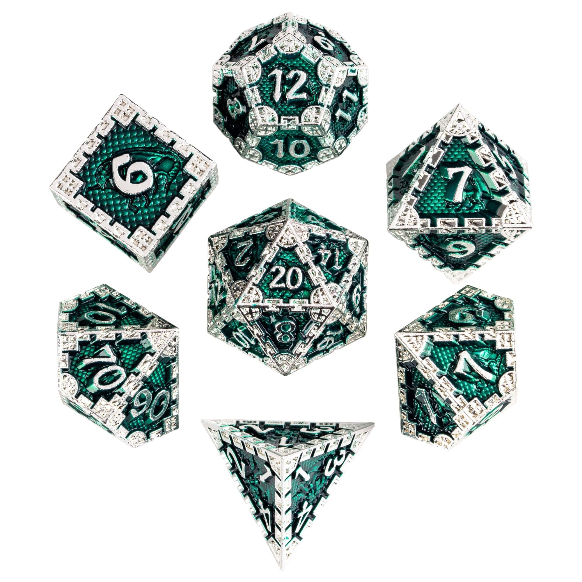 Cusdie Metal DND Dice Set, 7 Pcs Metal Dice, Dragon Scale Polyhedral D&D Dice Set, for Dungeons and Dragons Role Playing Game โ image 1