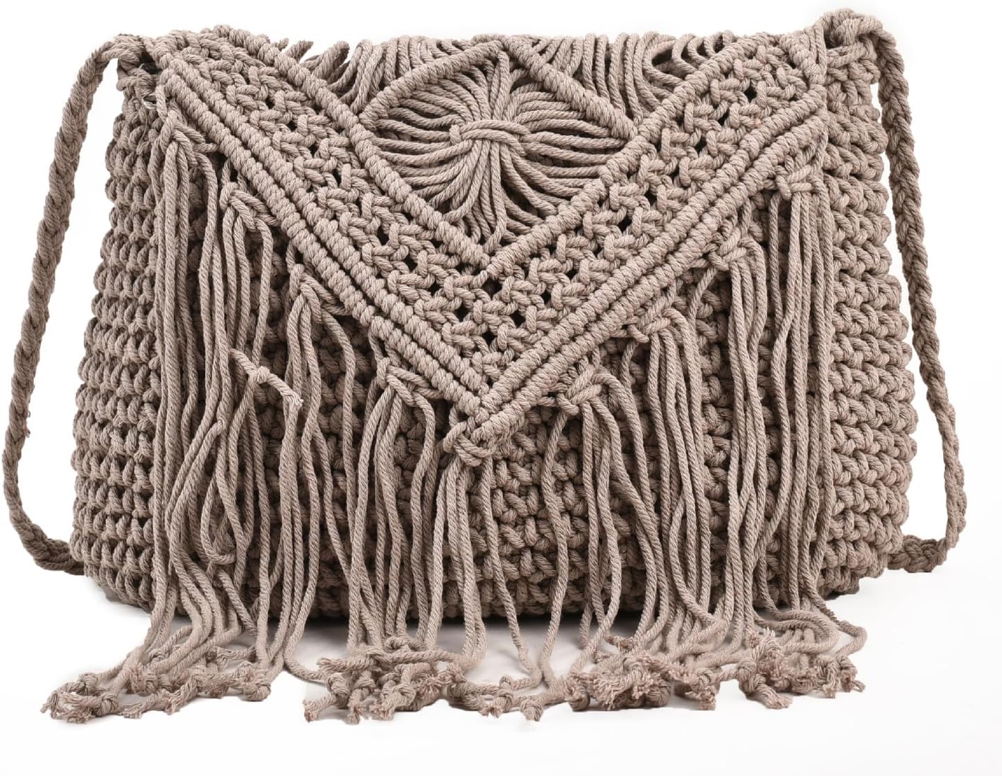 Crochet Crossbody Purse for Women Macrame Hobo Purse Handwoven Boho Summer Beach Shoulder Bag Tassels Crochet Tote Handbag