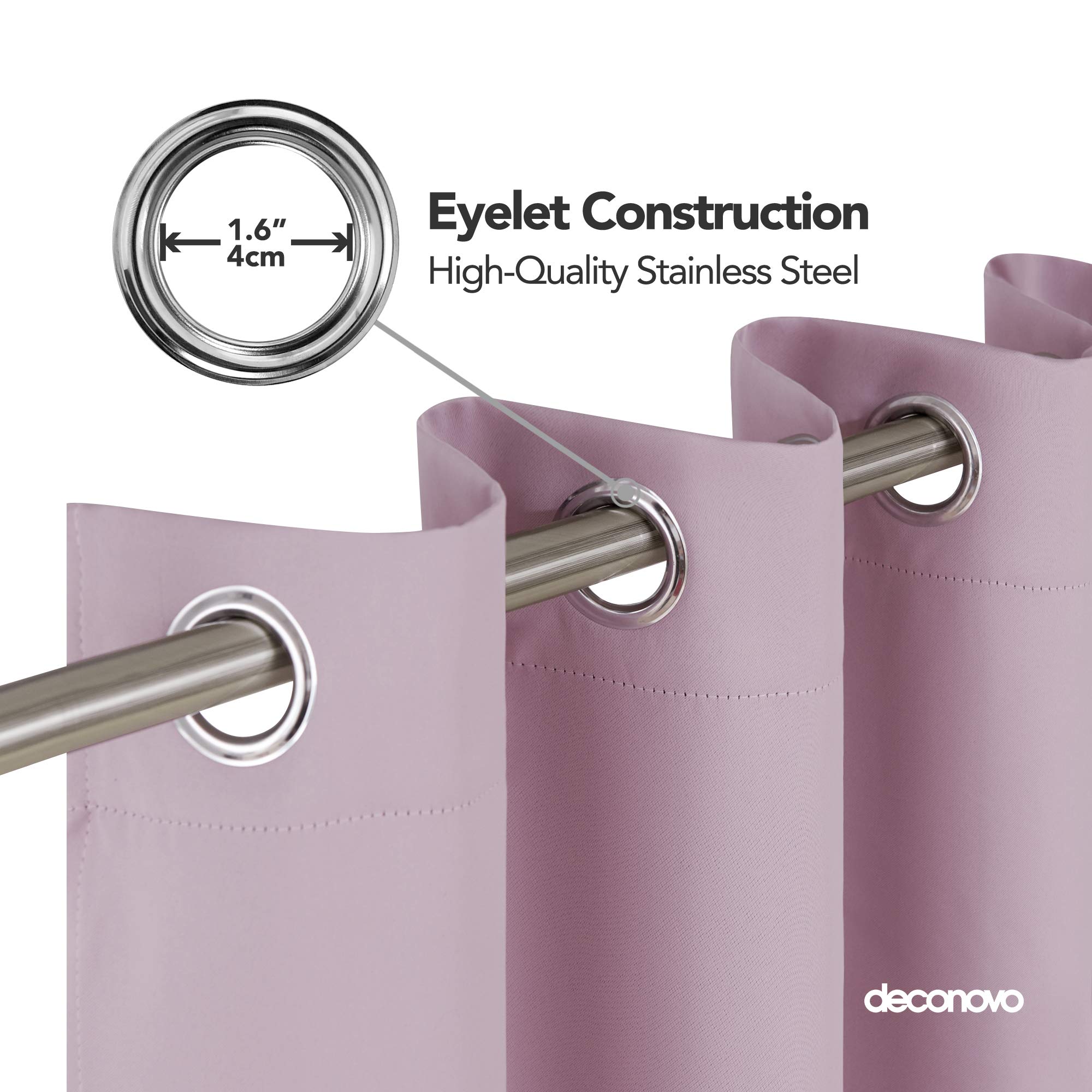 Deconovo Tende Oscuranti per Interni 2 Pezzi 229 CM Altezza, Termiche Isolanti, Anti-Rumore, con Anelli, Ideali per Camera da Letto e Soggiorno, 117x229 CM, Rosa Chiaro