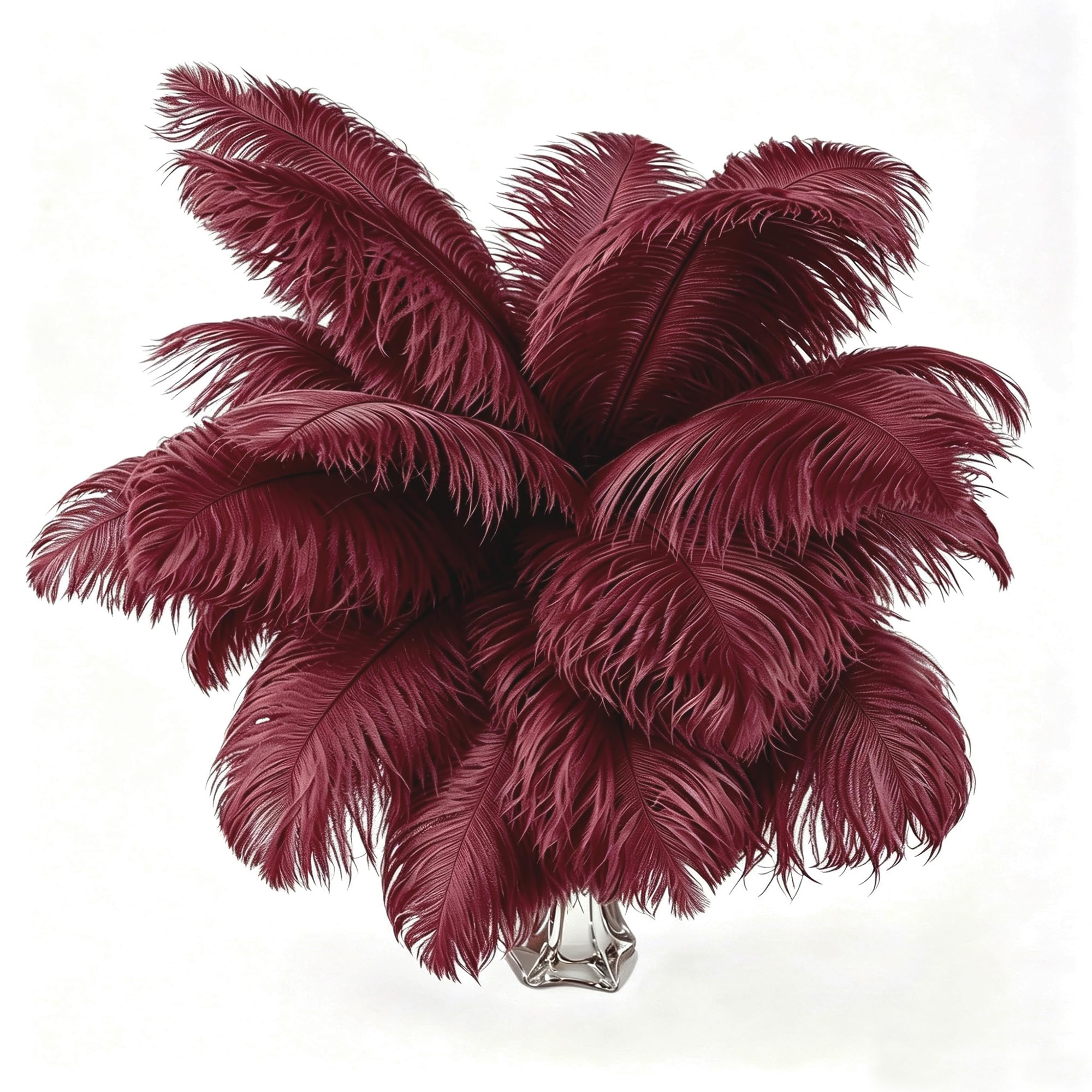 Fenisonavy Ostrich Feathers 10pcs 8-10(20-25cm) Soft Fluffy Feathers for Crafting DIY for Vase Fillers Wedding Home Party Home Christmas Day Decoration (Burgundy)
