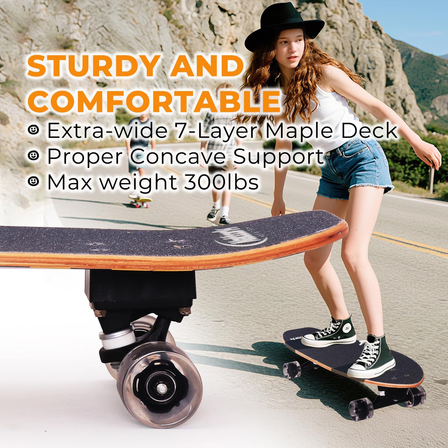 Nattork Complete Skateboards 29" x 8" Kids Skateboard Cruiser Skateboards for Beginners Double Kick Girls Skateboard with Maple Wood (Black Hole)