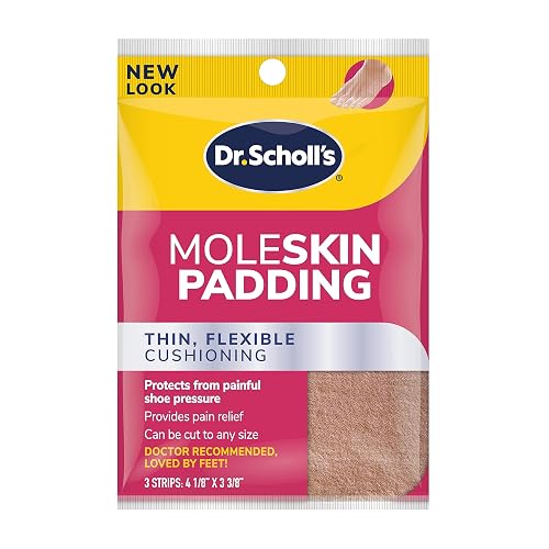 Dr. Scholl's Moleskin Padding Strips, 3 Strips // Thin, Flexible Cushioning & Pain Relief - Cut to Any Size - Doctor Rec
