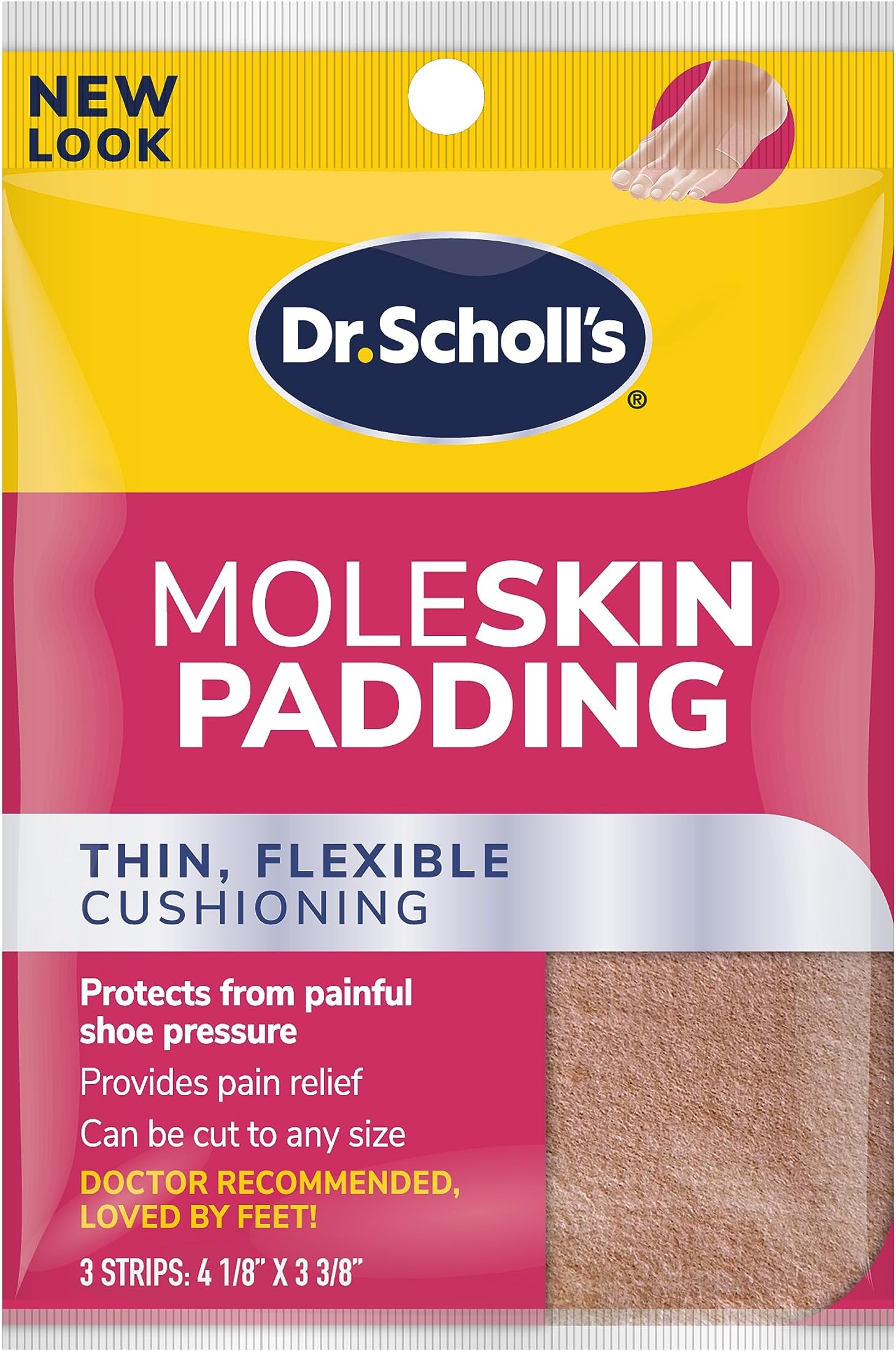 Moleskin Padding, 3 Strips, Can Be Cut to Any Size