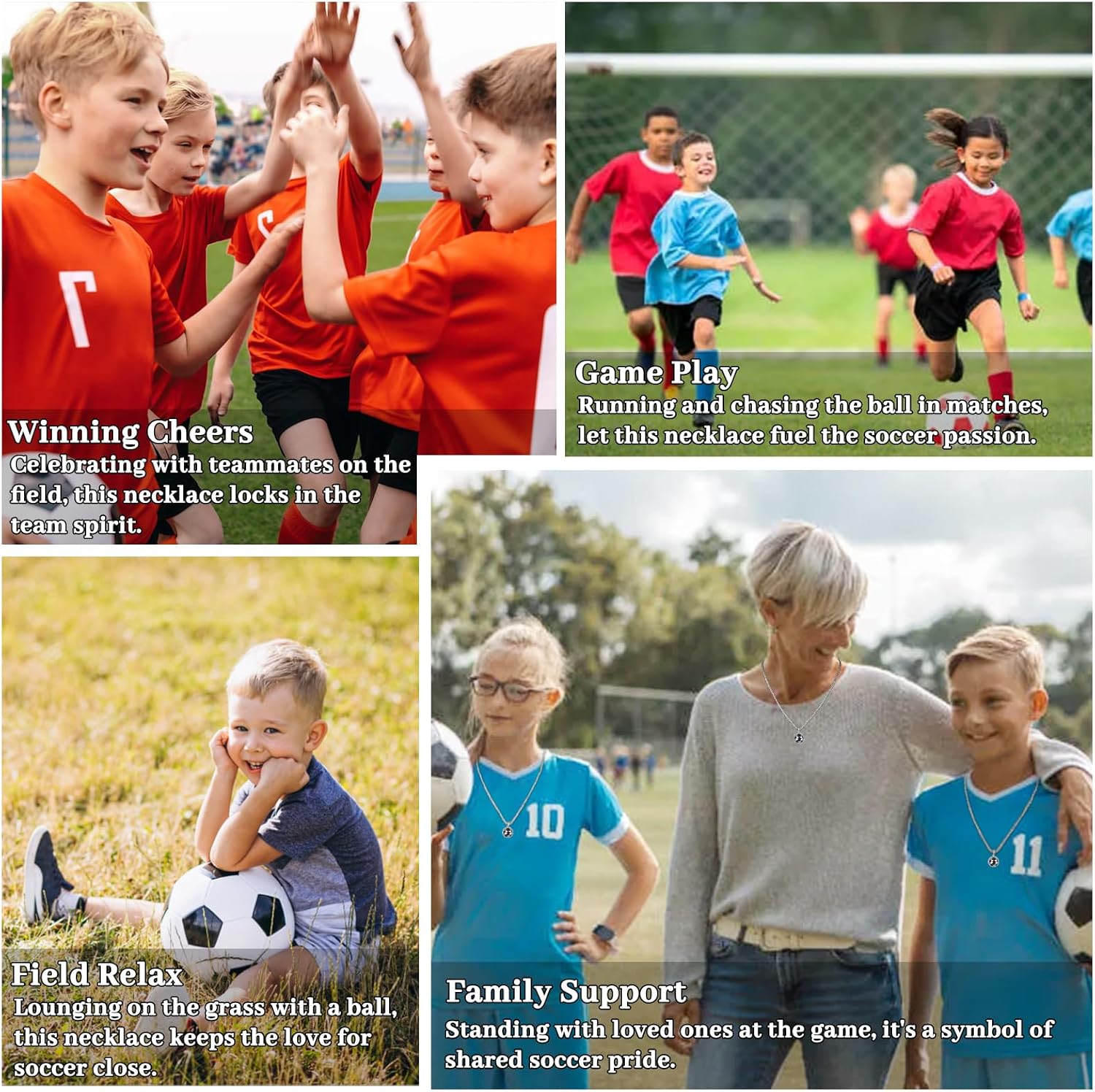 Soccer Necklace for Boys Basketball Baseball Football Fanatic Gifts Stainless Steel Thick Wheat Chain Sport Jewelry Gift for Sprots Fan Men Teen Boys Girls - Birthday Christmas Valentine Gifts - Image 2