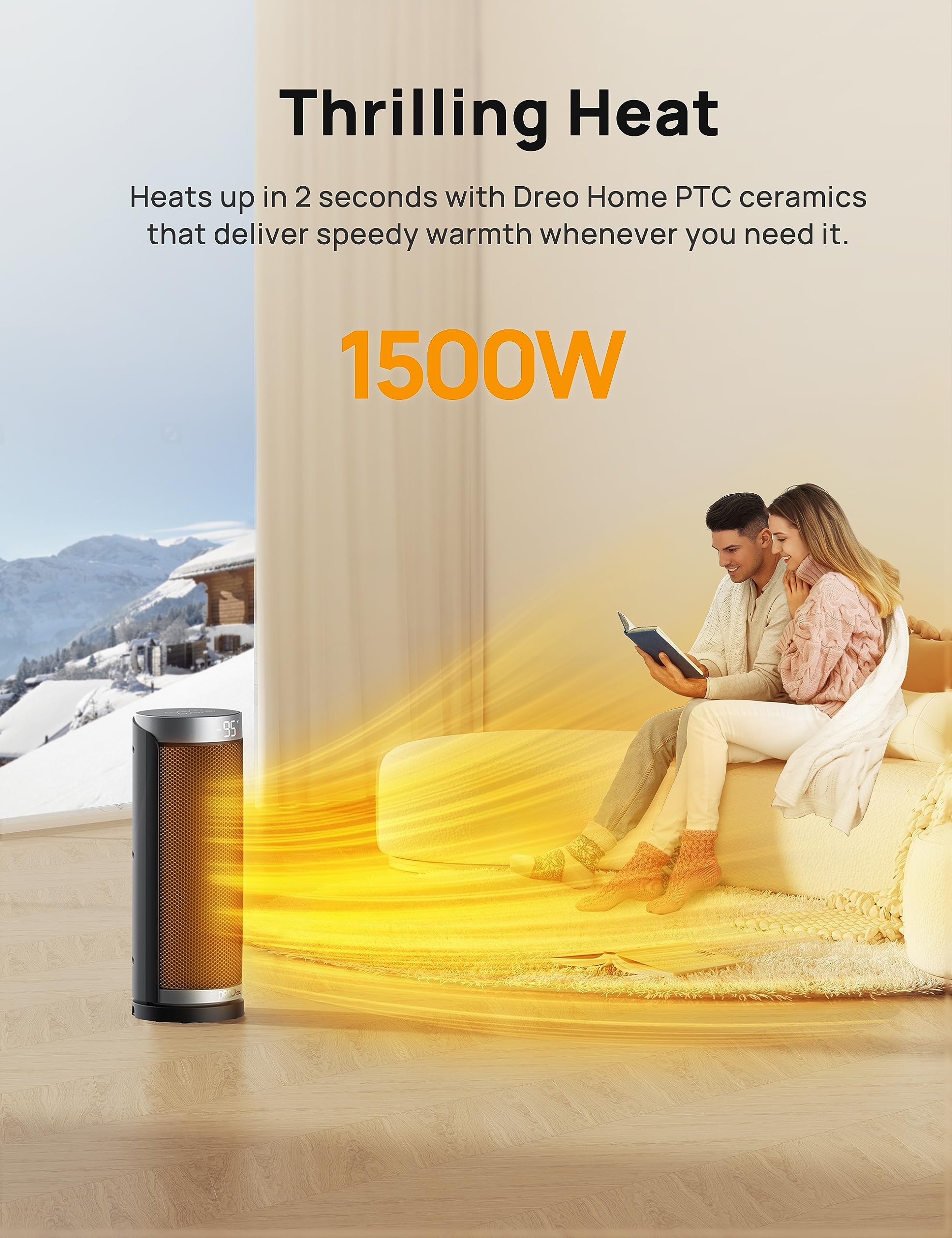 Dreo Space Heater for Indoor Use, Fast Heating Ceramic Electric Heater with Thermosta, Overheating & Tip-Over Protection, 1-12H Timer, 70° Oscillating Portable Heater for Office Bedroom