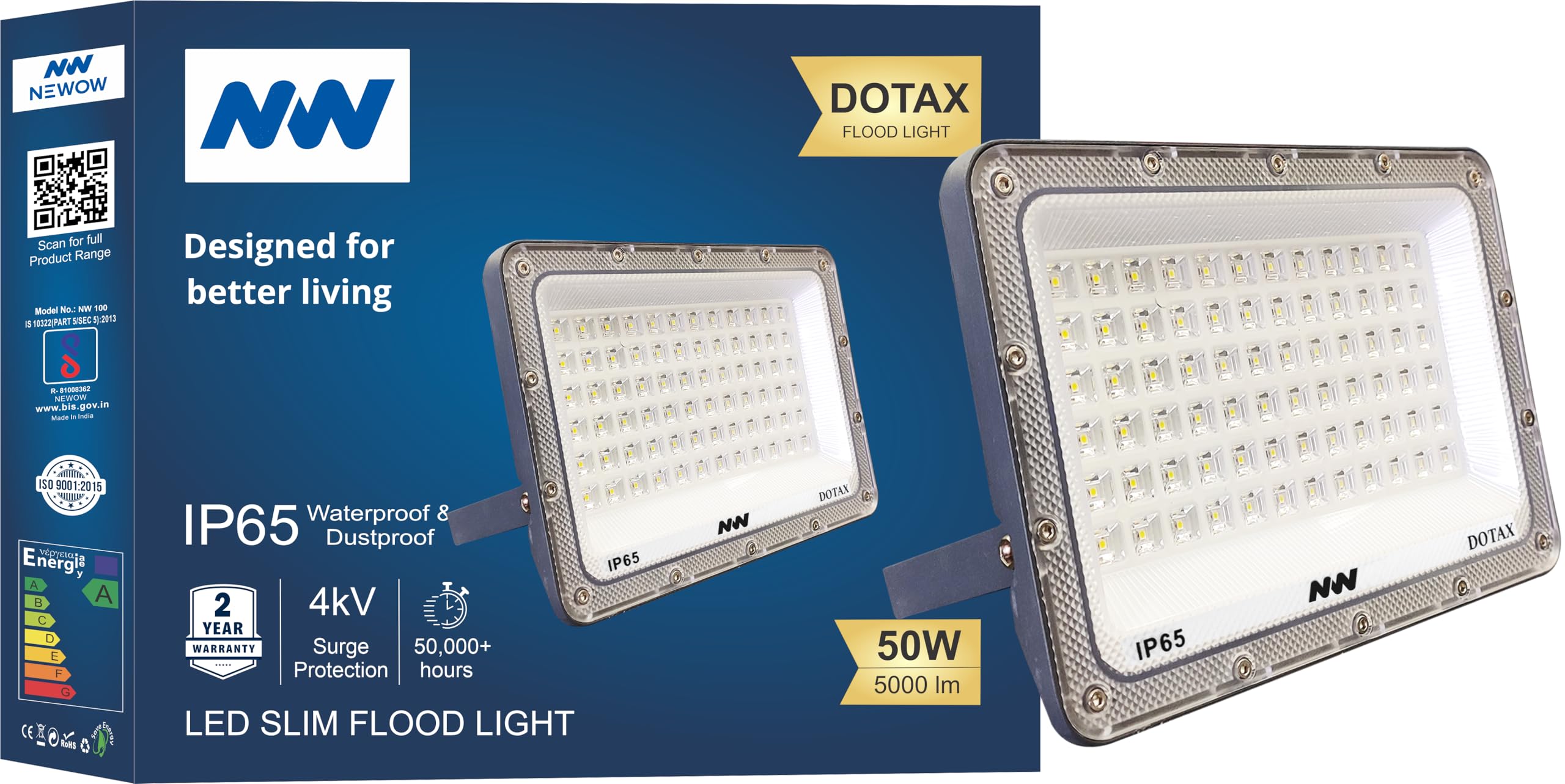 NW Dotax 50W LED Flood Light, Warm White, High Brightness Outdoor Security Light for Landscape, Warehouse & Backyard, IP66 Waterproof, BIS Approved, 2-Year Warranty, Pack of 1-picture-21