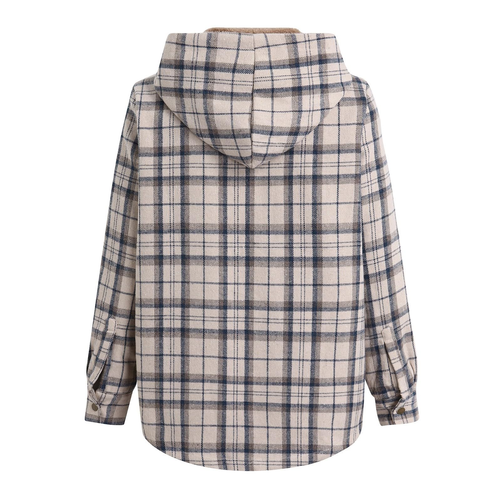 Damen Hemdjacke Flanell Warm Kariert Herbst Winter Langarm Jacke Gefüttert Plüsch Hemdjacke Karo Blusen Hemdbluse Jacket Bluse Blusen