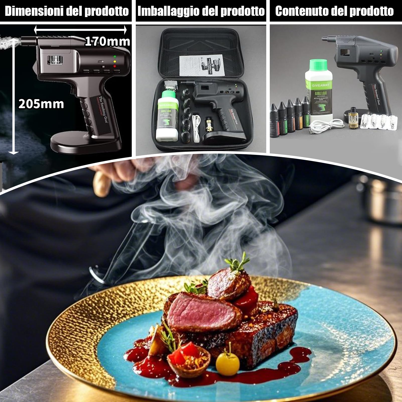 Affumicatore cocktail Fumatore Elettrico Multiuso per Alimenti e Cocktail | Nebulizzatore a Fumo Freddo con Ricarica USB, Effetto Visivo Creativo per Bar e Cucina Gourmet