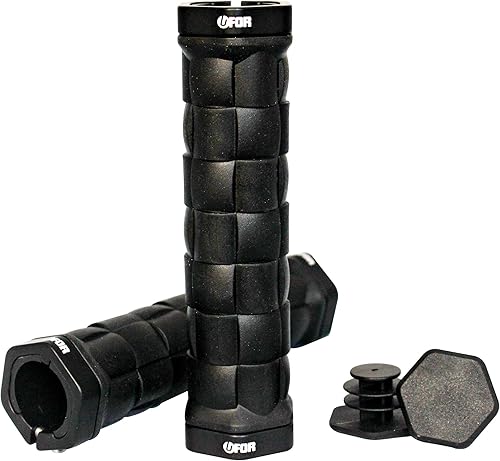 UFOR - Agarre de goma para bicicleta con cierre hexagonal de aluminio, 5.197 in, fabricado en Taiwán