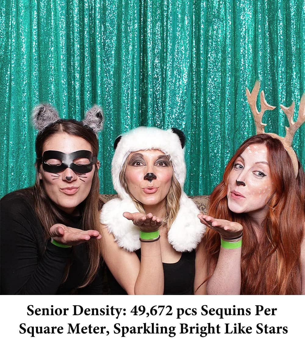 DUOBAO 8x10 Ft Green Sequin Backdrop | Glitter Curtain for Parties & Events | Sparkling Photo Background for Christmas & Photography
