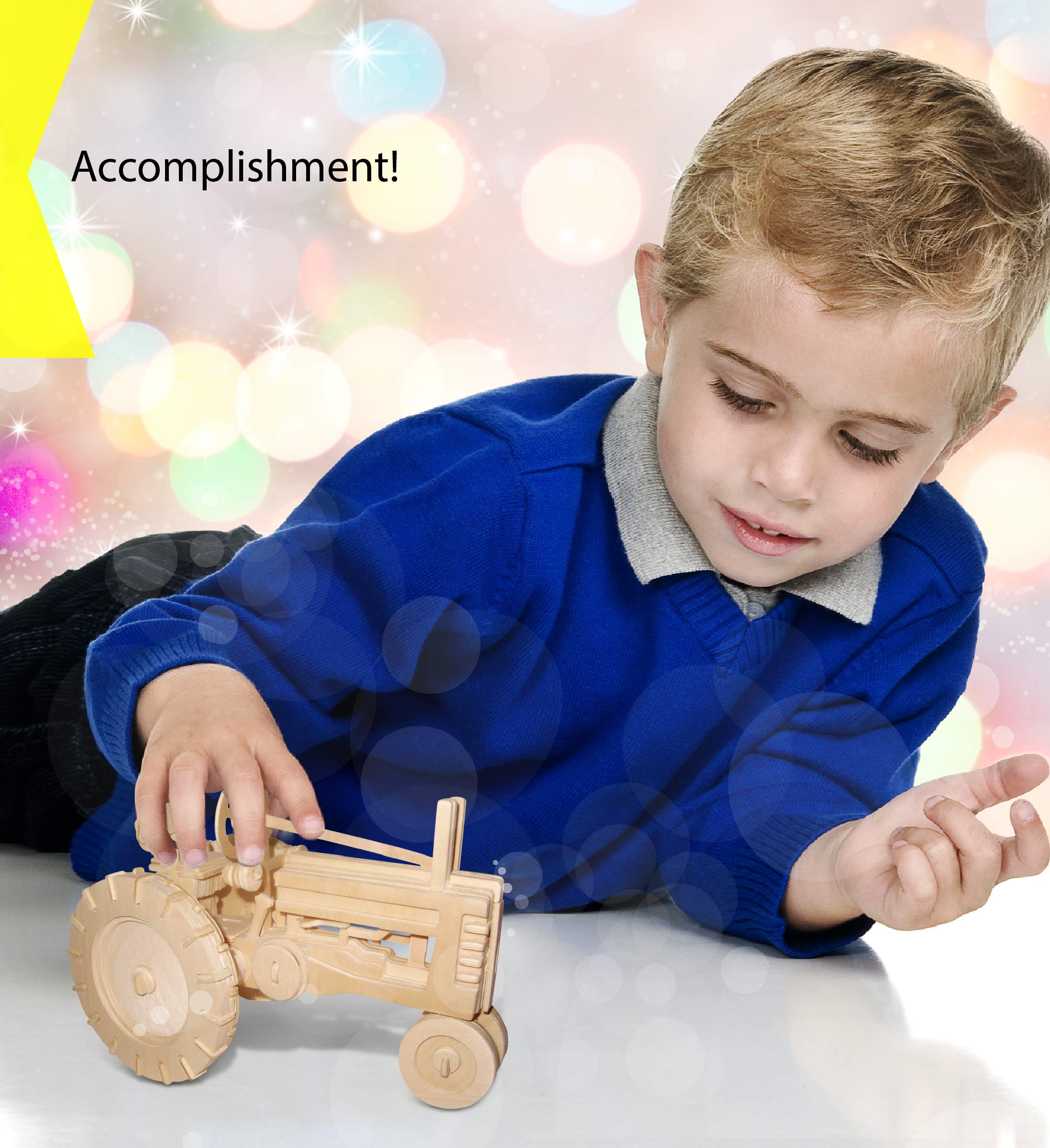Juego de tractor de granja 3D, juego de modelo de construcción de artesanías de madera, divertido y educativo, juguete de madera para ensamblar, modelo de manualidades sin terminar, 6