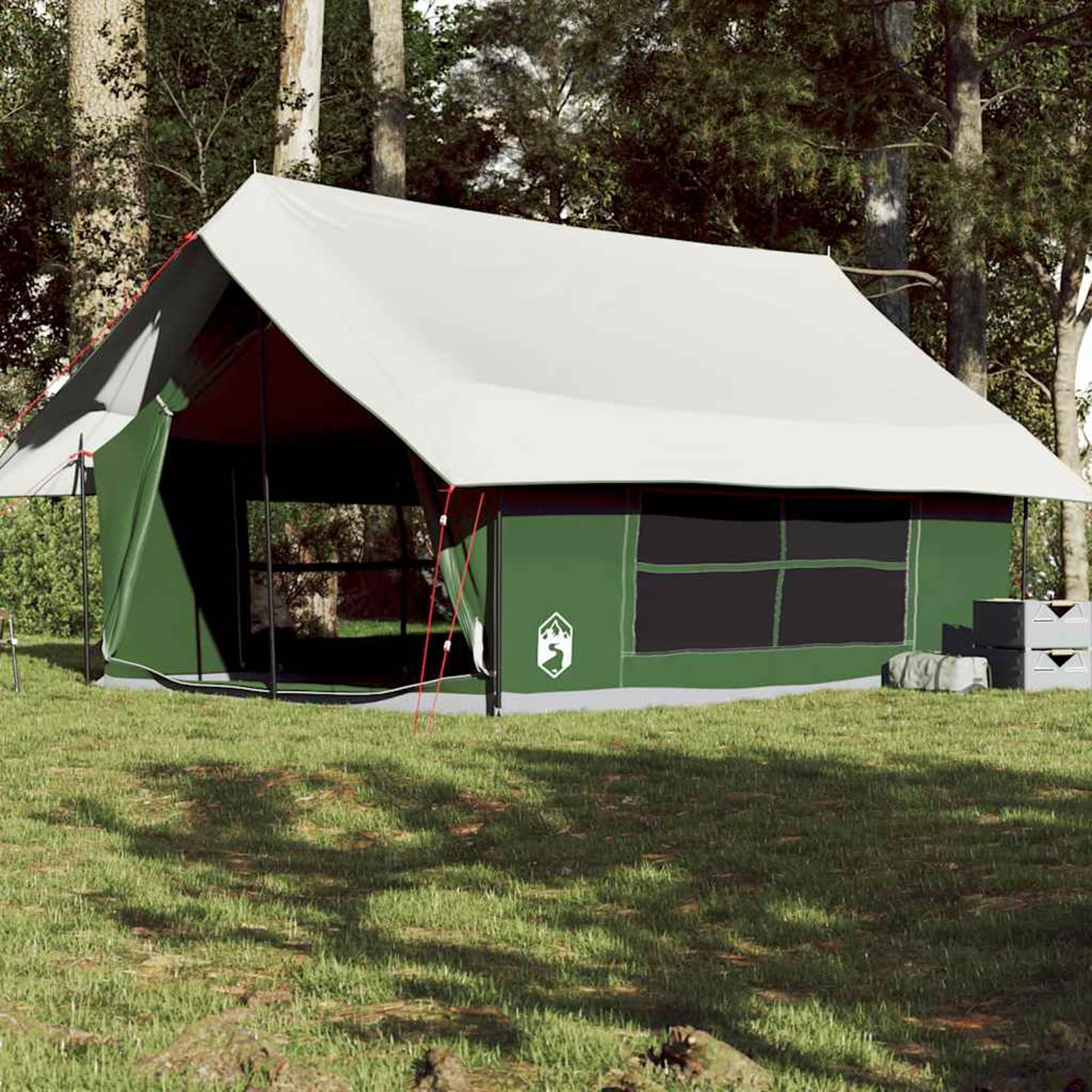 HOMELEN - Refugio para acampada para 5 personas, impermeable, de poliéster verde, tamaño familiar, resistente a la intemperie con lluvia extraíble, puerto eléctrico y ventilación para patio