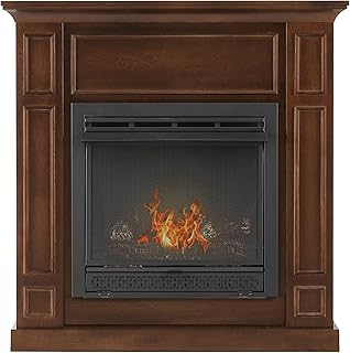38 in. Dual Fuel Walnut Vent Free Fireplace System 26,000 BTU