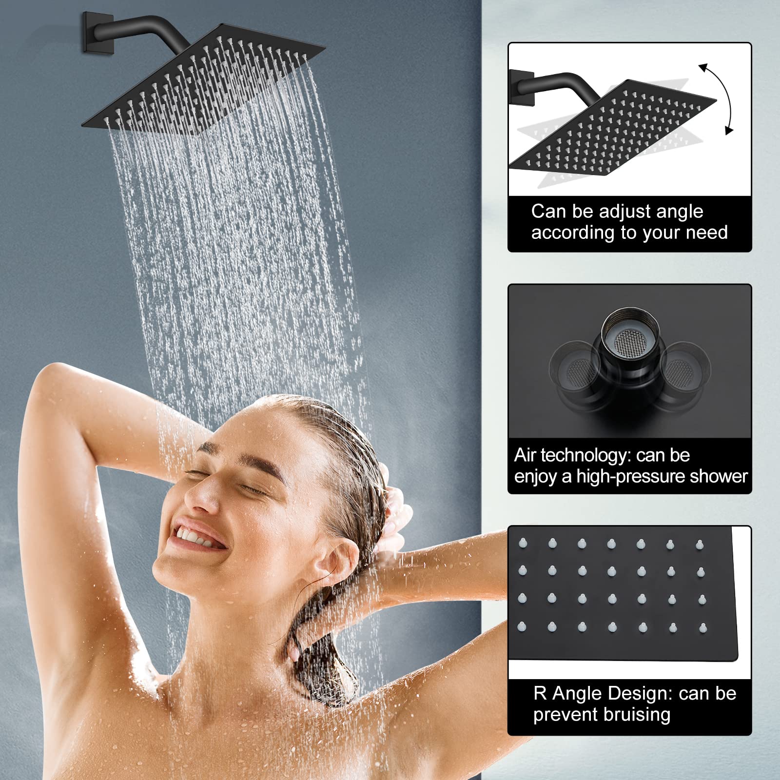 Midanya Ensemble De Robinet De Douche En Chrome Poli, Pommeau