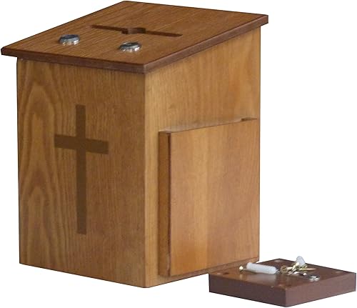 Caja de recaudación de fondos de madera de dos cerraduras, caja de donación con cruz dorada, caja de oración de diezmos de iglesia cristiana y