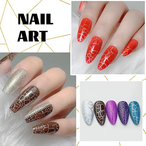 Miniatura 2 de Esmalte de uñas con base blanca para esmalte de uñas de gel agrietado, increíble efecto de esmalte de uñas con estampado, de larga duración y