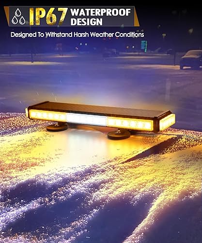 Miniatura 5 de Partsam Luces estroboscópicas blancas ámbar de emergencia, doble cara, 15 modos intermitentes, barra de luz de advertencia de peligro de tráfico de