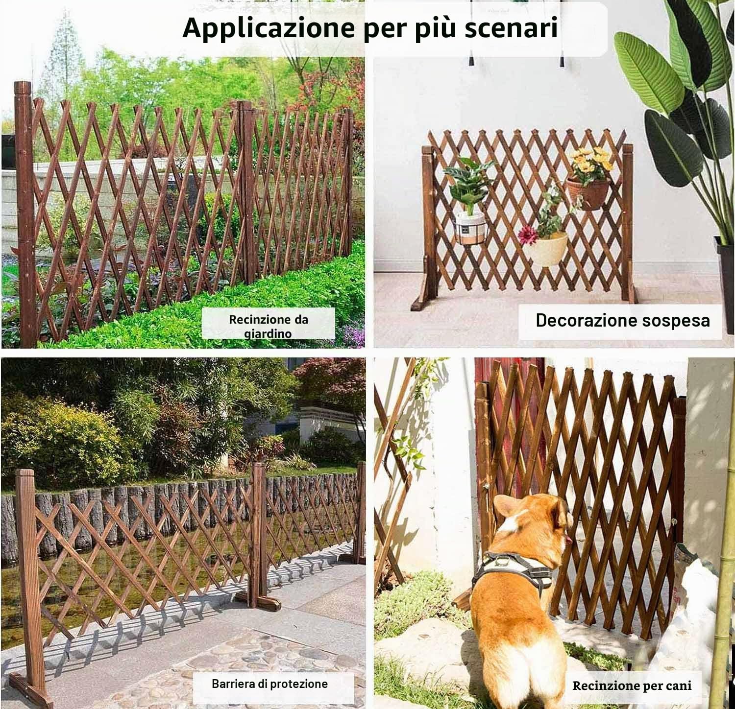 uyoyous 2 recinzioni regolabili in legno, per cani fino a 160 cm, pieghevole, variabile, estensibile, per la protezione delle scale, per l'arrampicata, per giardino, balcone, terrazza