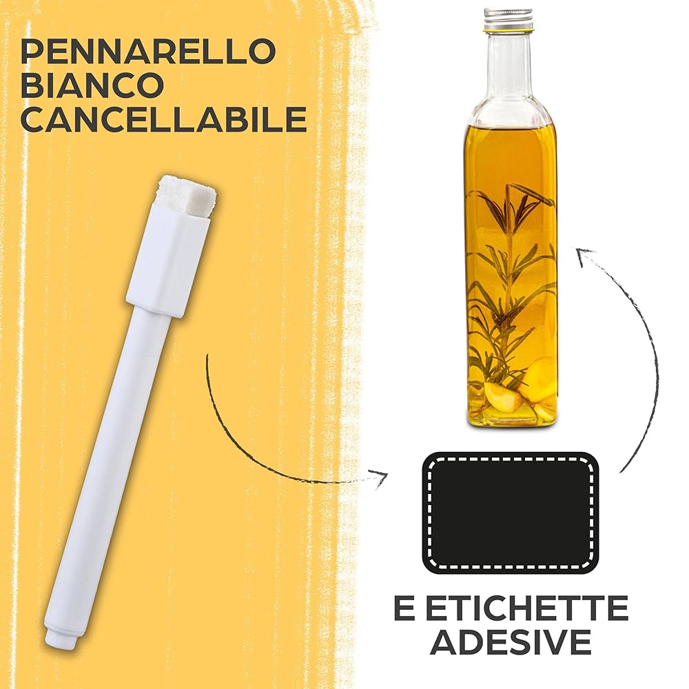 6 Bottiglie Di Vetro Da 500ml Con Tappo A Vite - Perfette Per Succhi, Liquori, Aceti E Oli