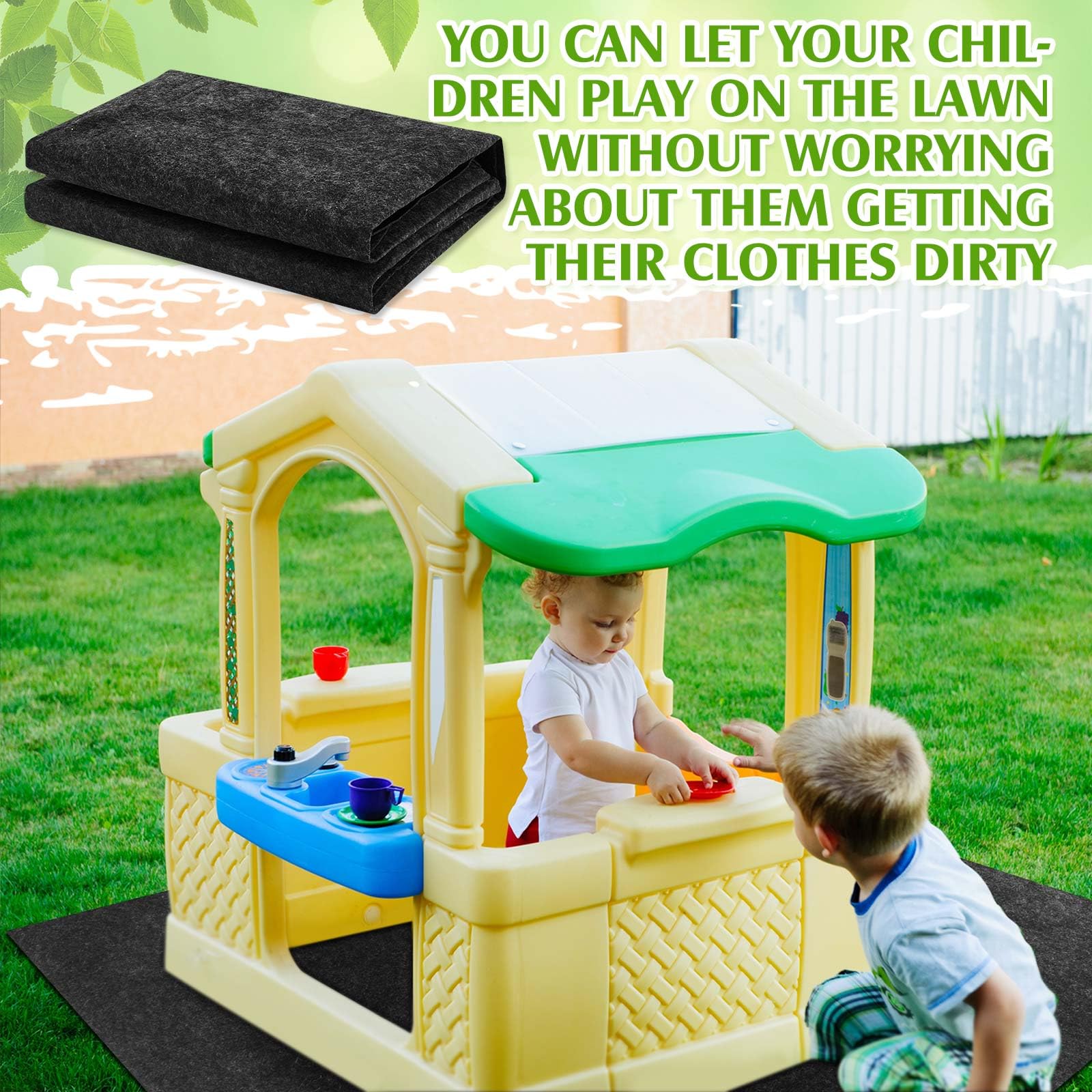 Alfombra de juegos al aire libre para niños pequeños, 55 x 53 pulgadas, antideslizante, lavable, alfombra de actividades para casa de juegos, accesorios para piso, hogar, suelo, niños 6