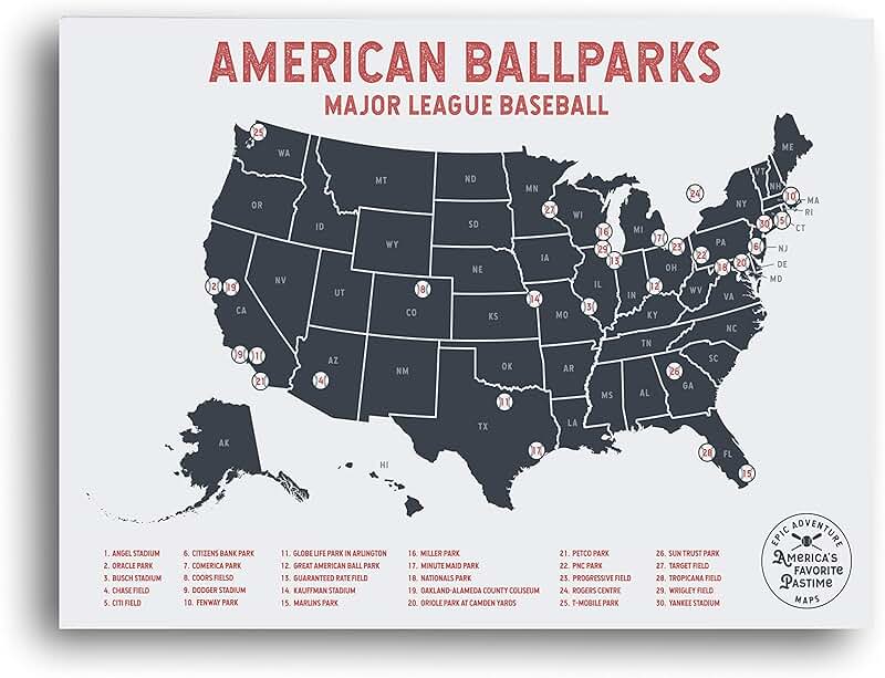 baseball stadium scratch off map