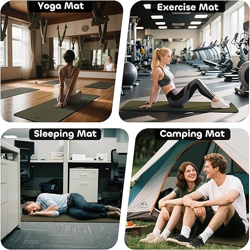 Miniatura 7 de Tapete de yoga antideslizante de TPE para mujeres y hombres, tapete de entrenamiento de doble cara de 72 x 24 pulgadas para gimnasio en casa,