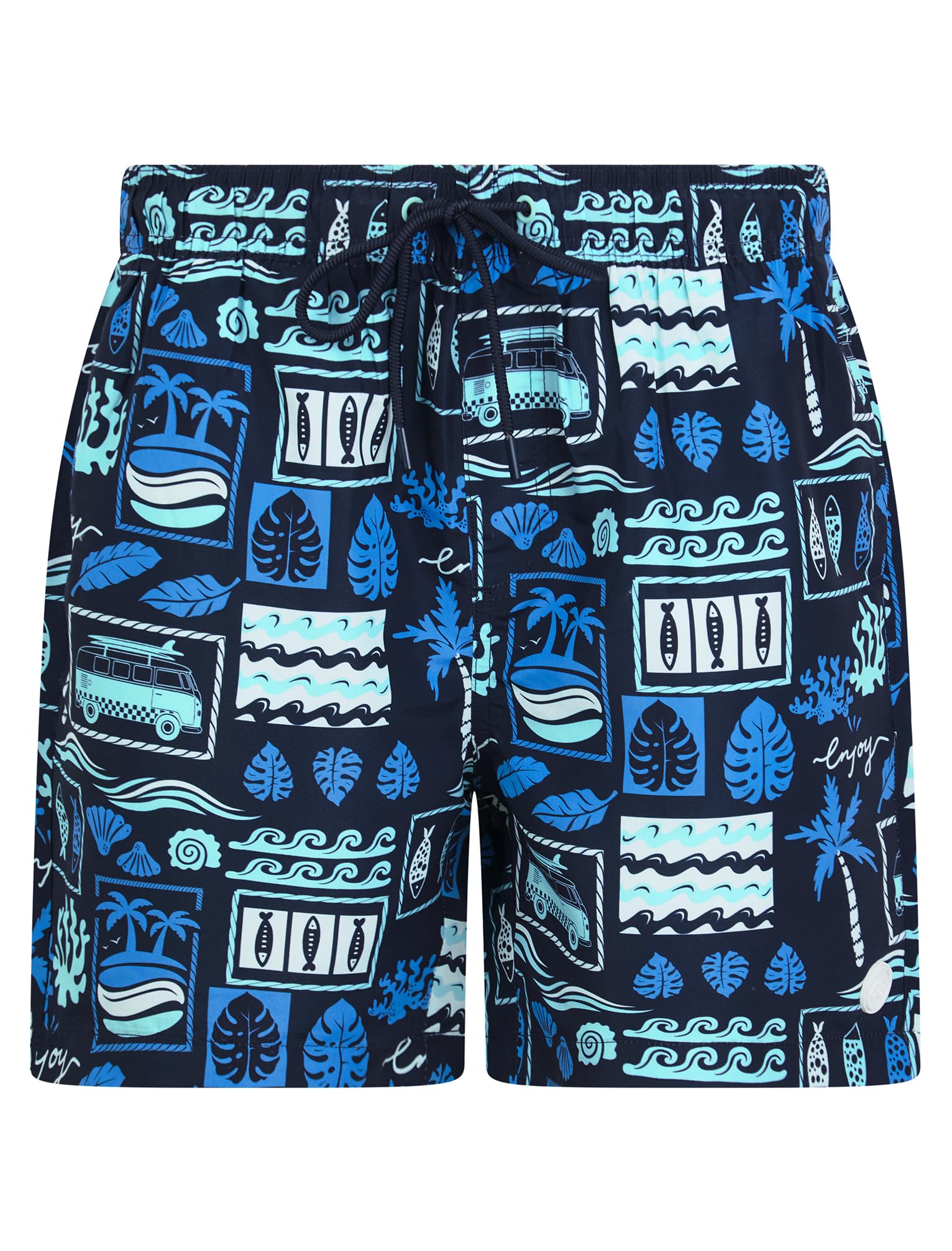 Tokyo Laundry Men's Tropical Print Quick Dry Microfibre Swim Shorts with Pockets and Mesh Lining