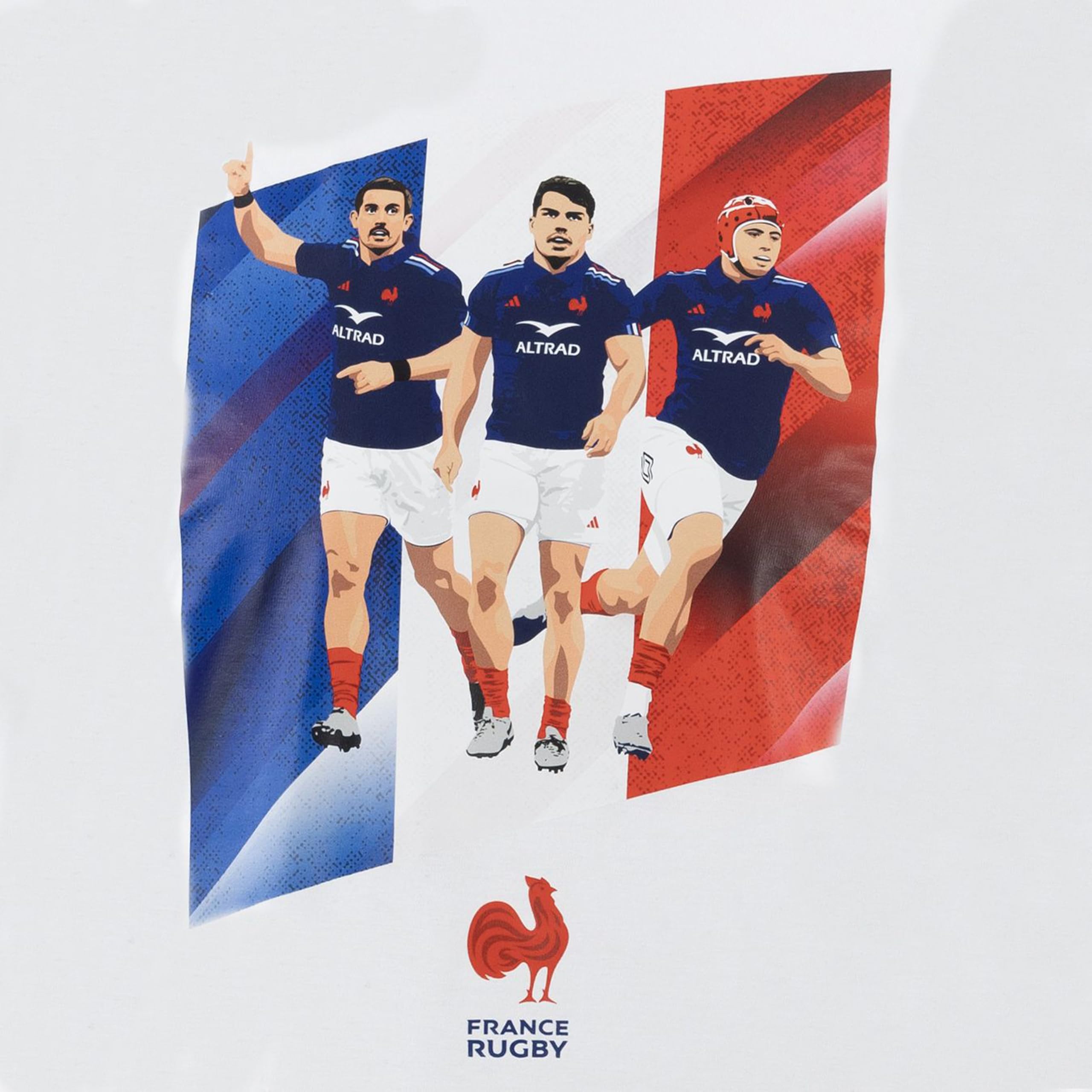 FRANCE RUGBY T-Shirt Enfant XV de France de Rugby - Antoine Dupont Thomas Ramos Louis Bielle-Biarrey - Collection Officielle FFR