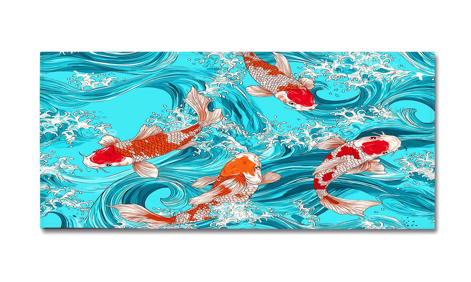 Generico Passatoia Ingresso Acqua Onde Animali Pesci, Tappeto Lungo Corridoio 80 x 120 cm - Tappeto Lavabile Stile Arte Giapponese Antiscivolo per Camera da Letto Cucina Ingresso