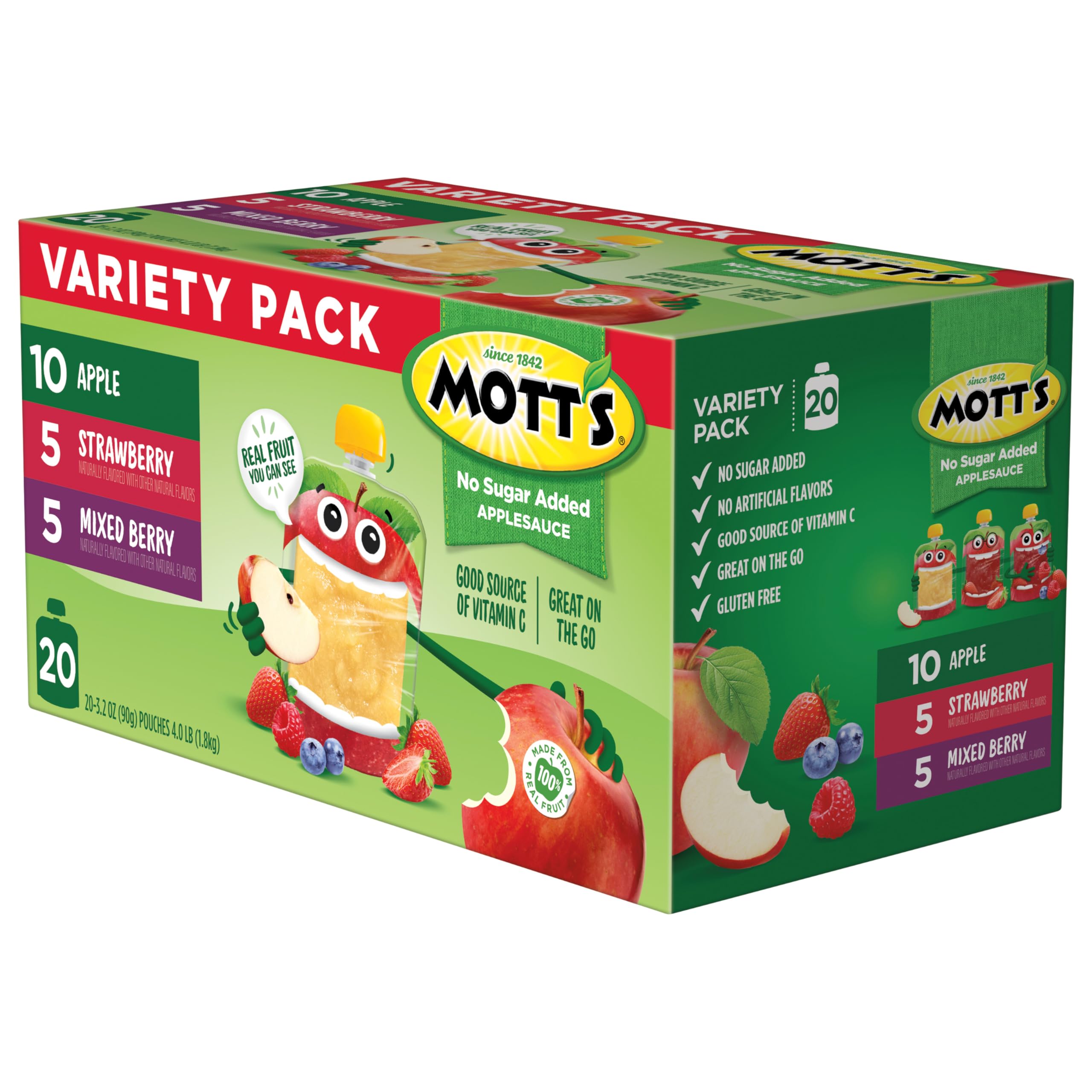 Motts No Sugar Added Applesauce Variety Pack 3 Flavors Apple Strawberry Mixed Berry Made from Real Fruit No — view 14