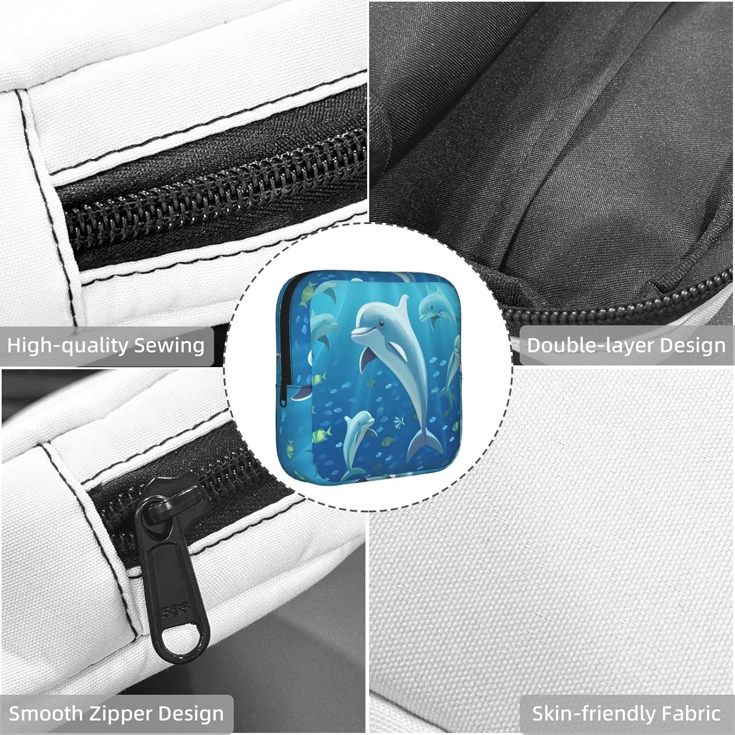 Sanitary Napkin Storage Bag for Women Portable Period Bag with Zipper