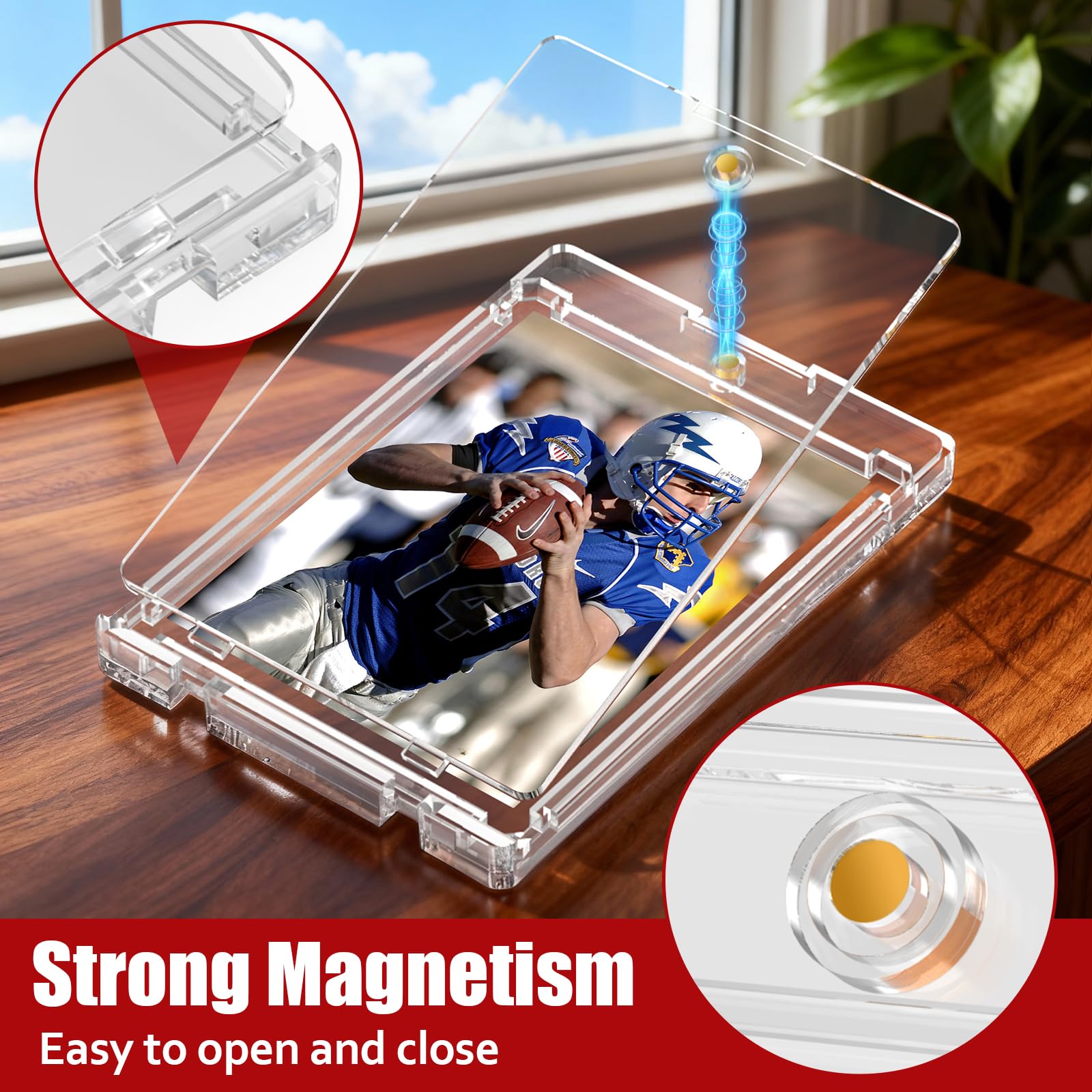 Porta carte magnetico da 130 pt, 50 ct, con protezione U-V, in plastica rigida, con 2 forti magneti, per collezionisti di giochi di baseball