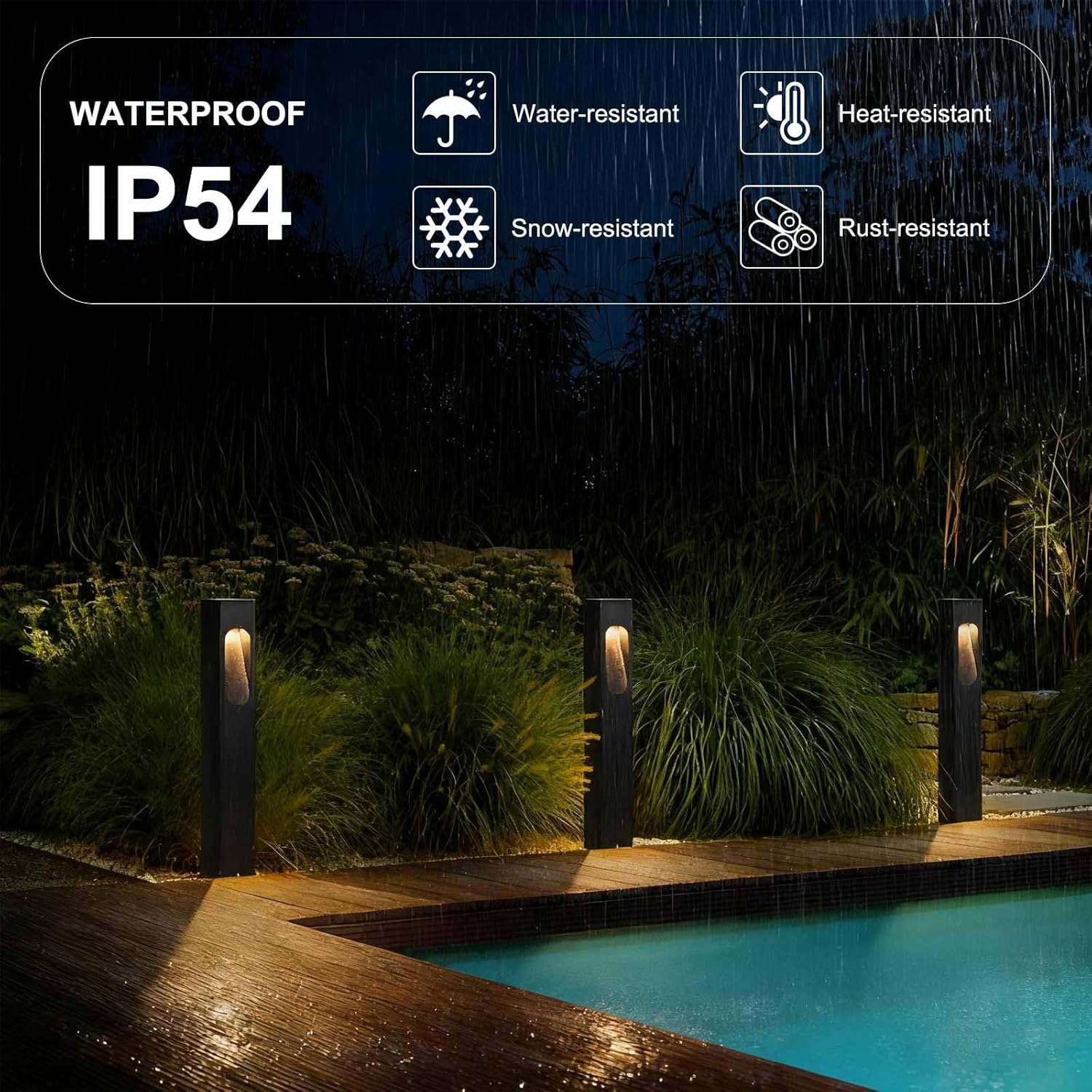 Modern Pathway Light Landscape Path Light 3000K Warm Led Bollard Lighting Fixture Outdoor Waterproof Walkway Light Aluminum Rainproof Path Lamp for Garden Lawn Courtyard Driveway 23.6in