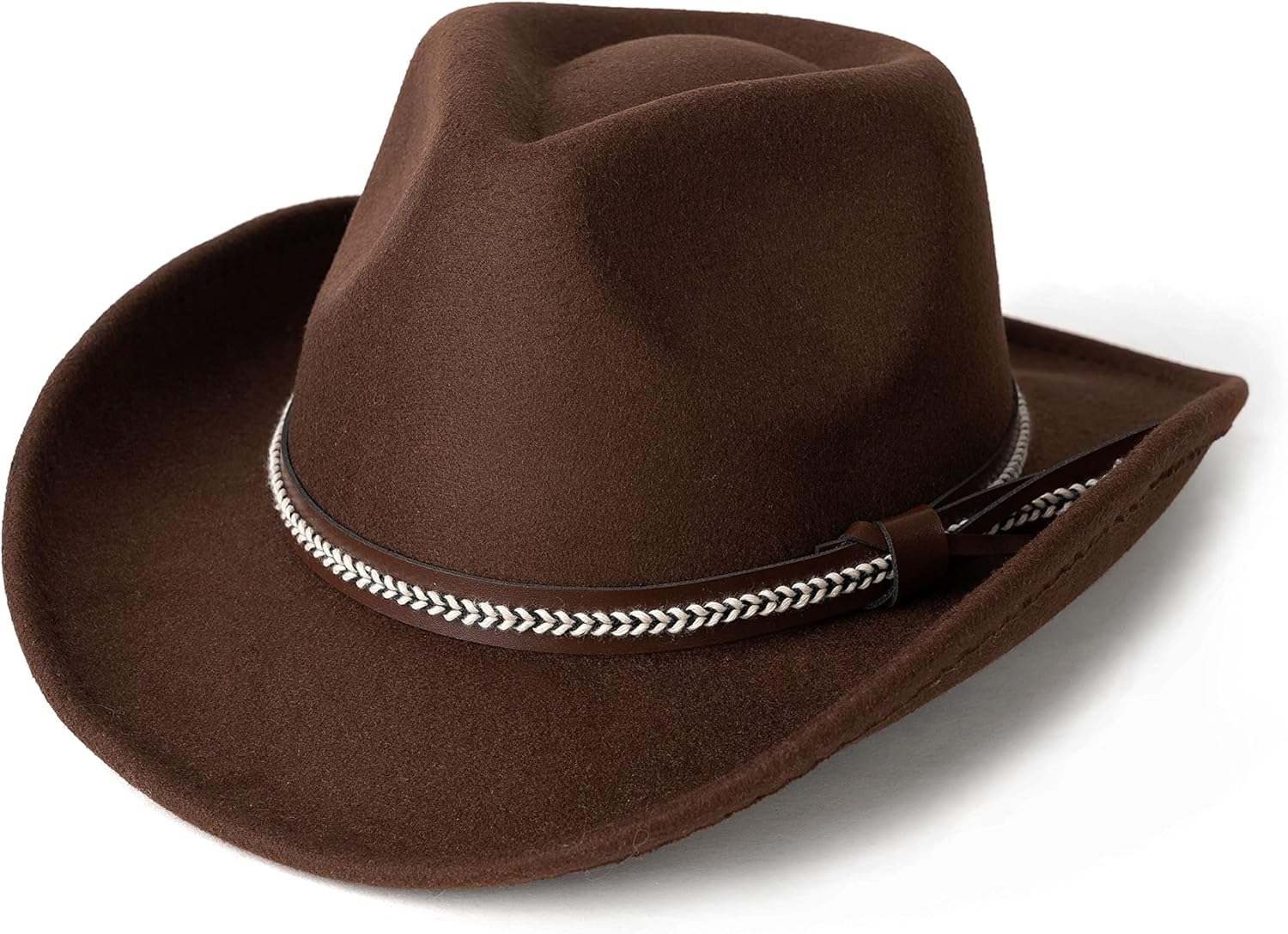 Men & Women's Classic Wide Brim Western Felt Cowboy Cowgirl Hat with Belt Buckle