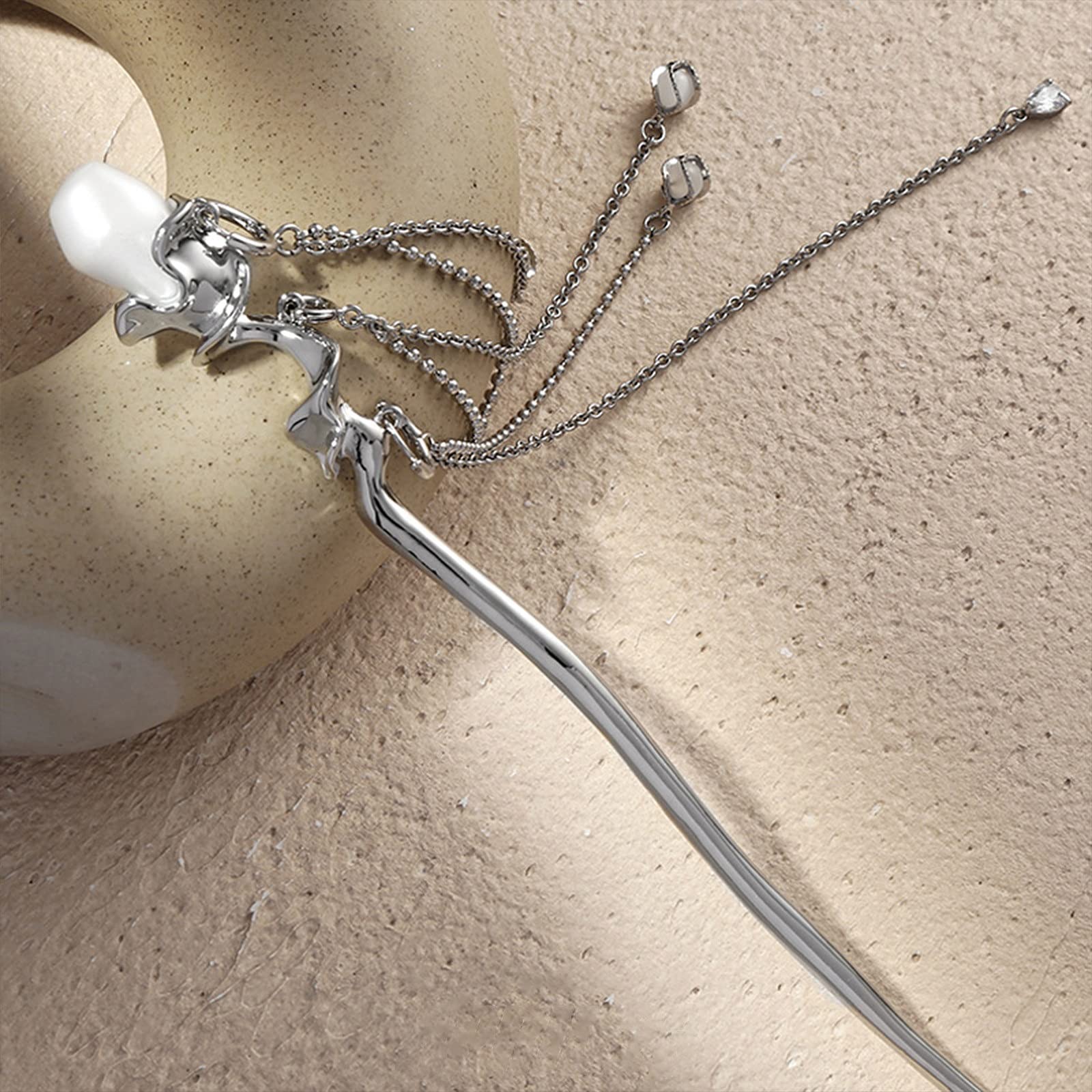 Bastoncino per Capelli Cinese Nappa staccabile con fiocco for capelli perla per Donne