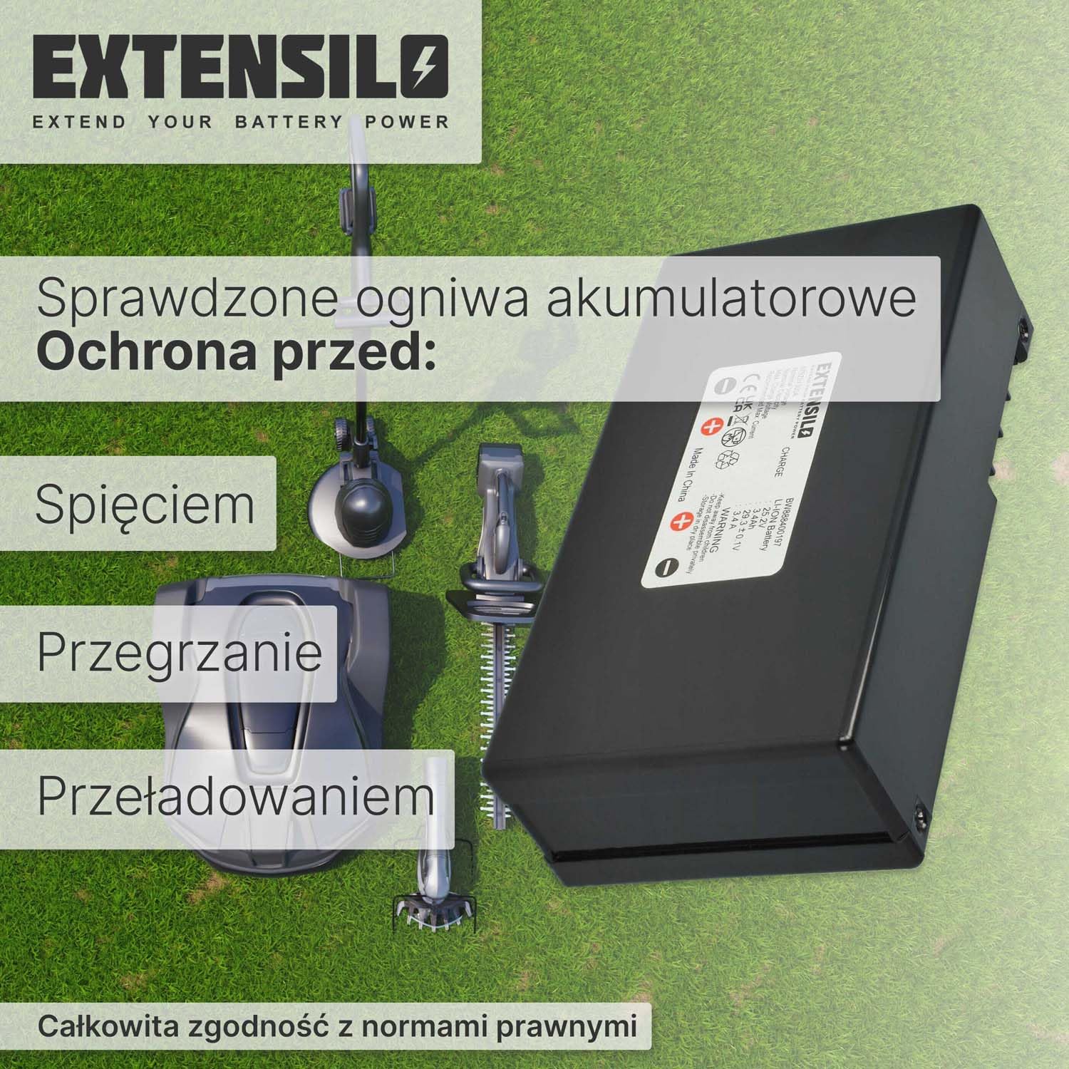 Akumulator kompatybilny z kosiarką Agro R800Li (3400 mAh, 25,2 V, litowo-jonowa)