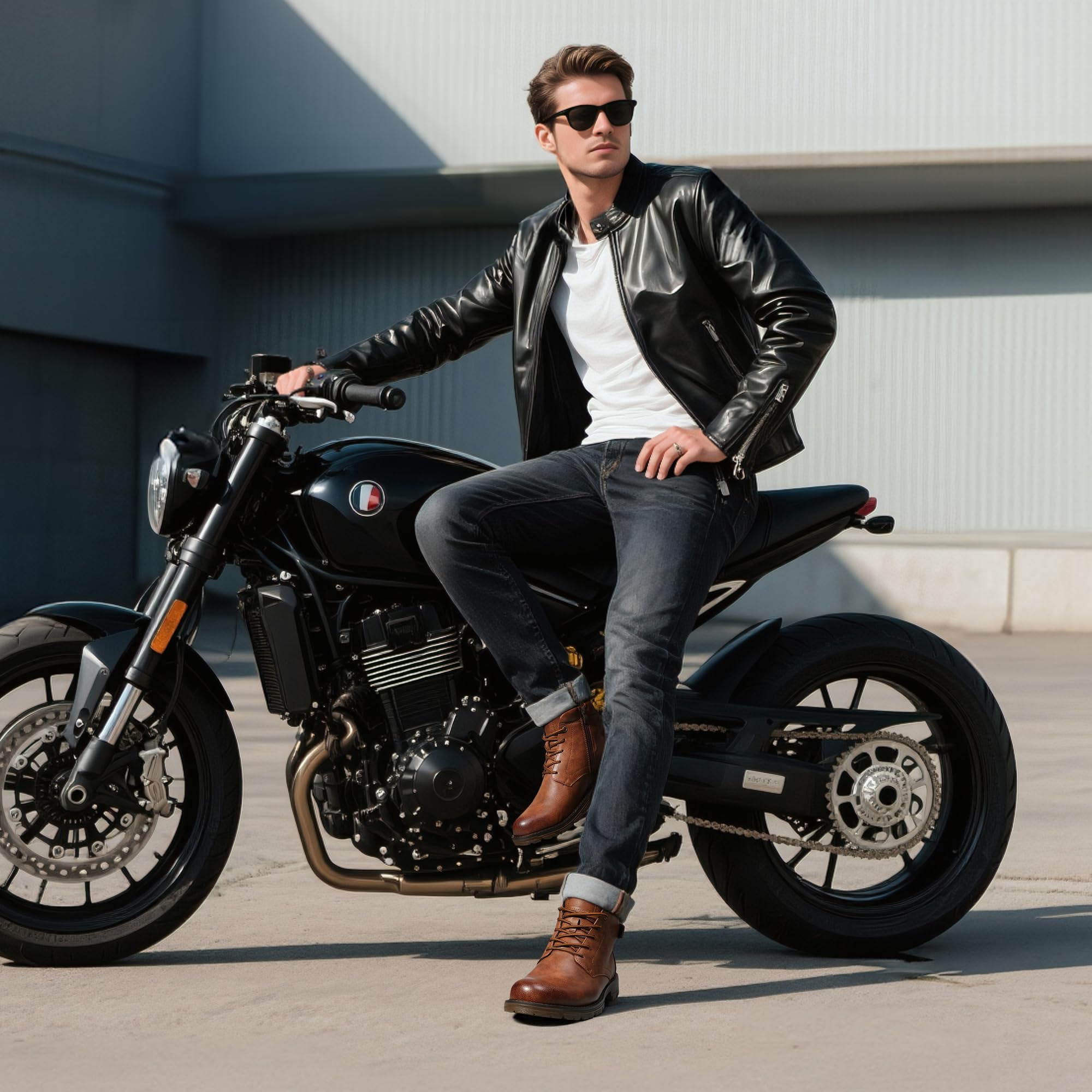 Bruno Marc Botas de Moto Hombre de Forro Malla Transpirable Botas Militares con Tobillo Aolchada Botines Vestir Invierno