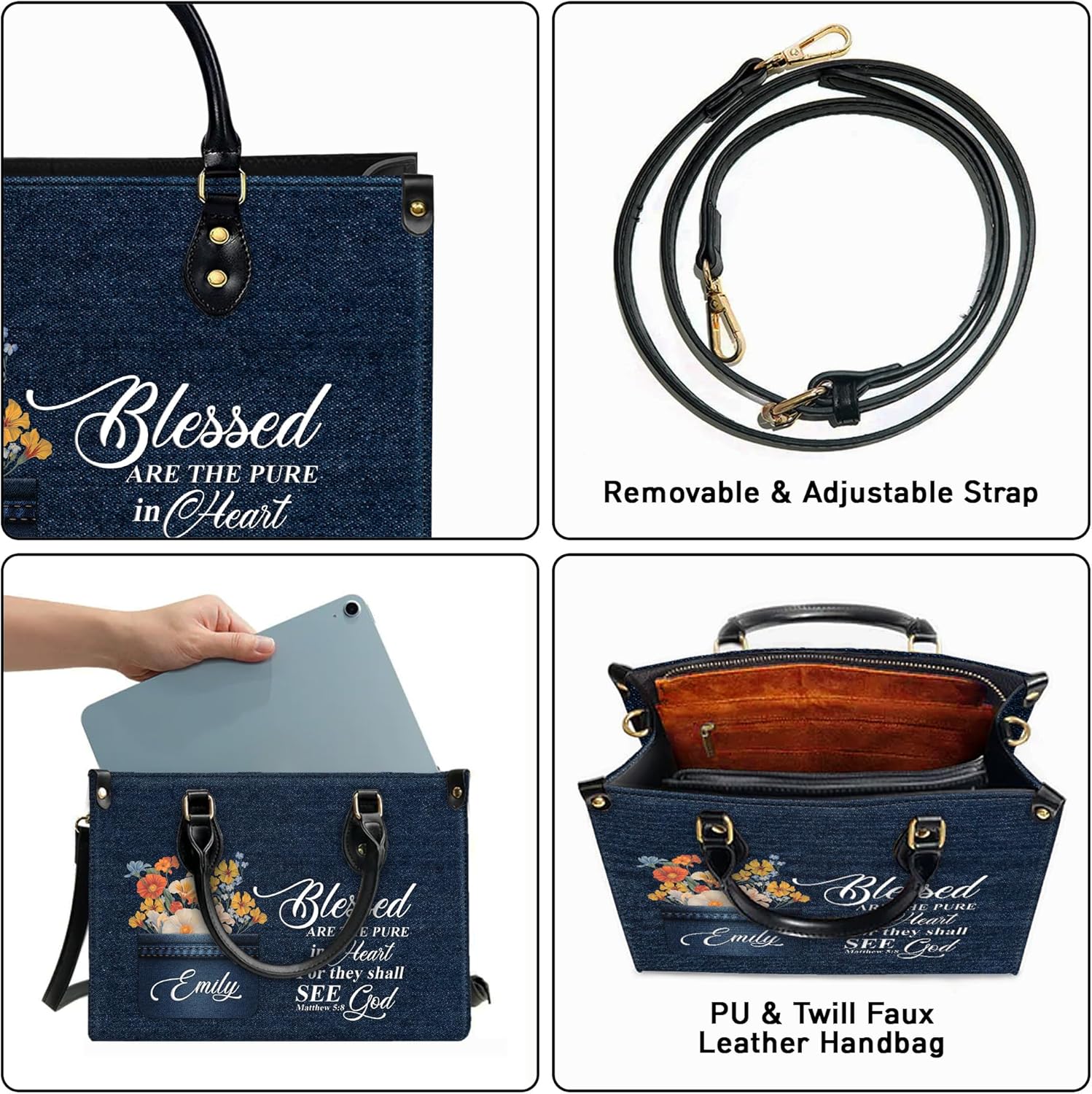 Personalized Leather Handbag for Women, Custom Name Church Bags, Christian Gifts for God Lovers, Mother's Day Gifts for Mom - Image 6