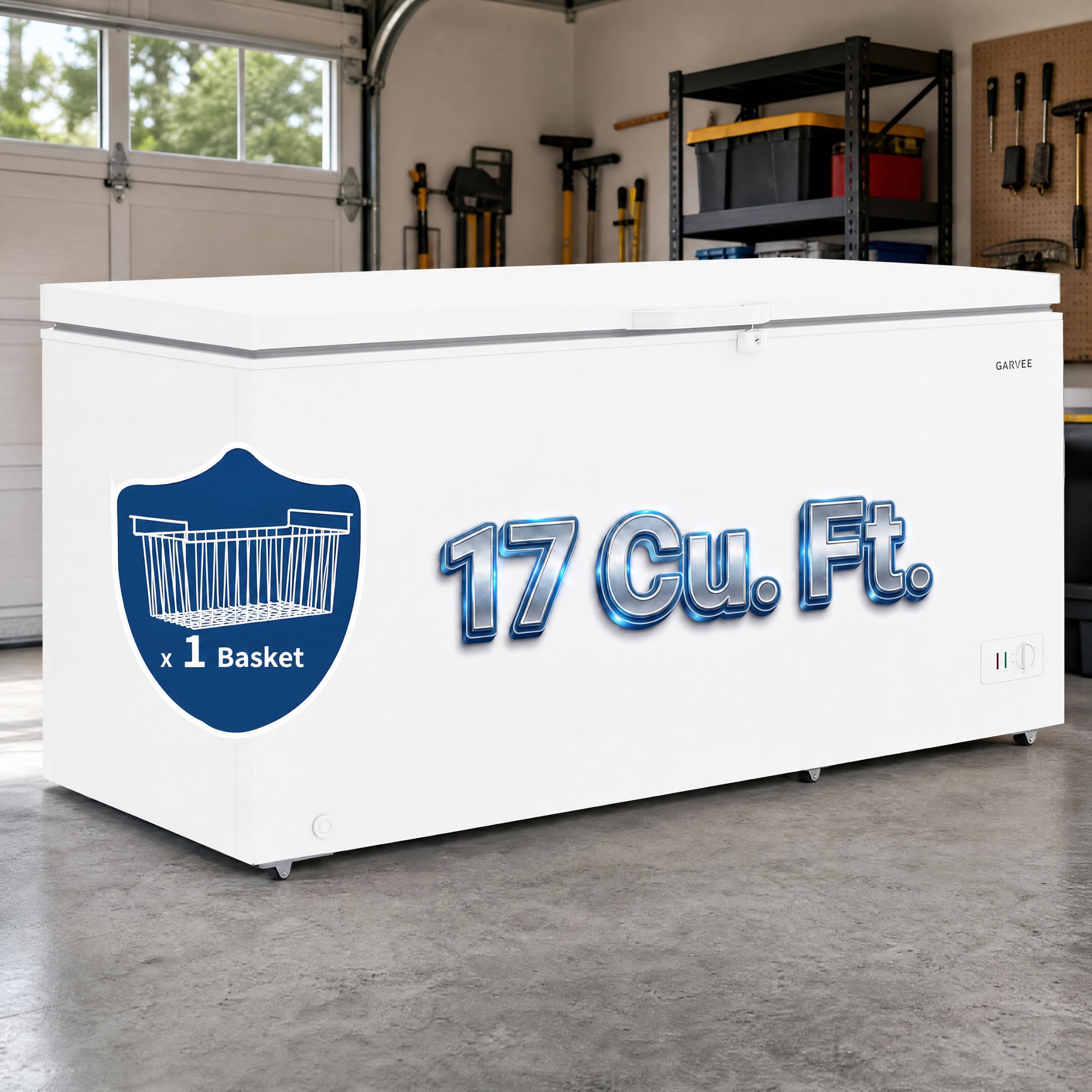 17 Cu. Ft. Chest Freezer, Convertible Deep Freezer to Refrigerator