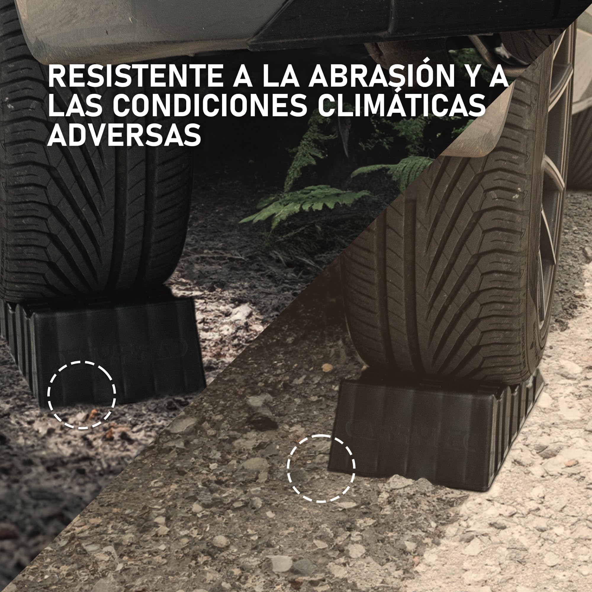 CHROMEMASTER | Rampas para Coches, Calzos Autocaravana, Calzos Camper, Cuñas Niveladoras Caravana | Dos Piezas en un Conjunto | Nivelan su Vehículo | Carga de hasta 4 Toneladas | Plástico Resistente