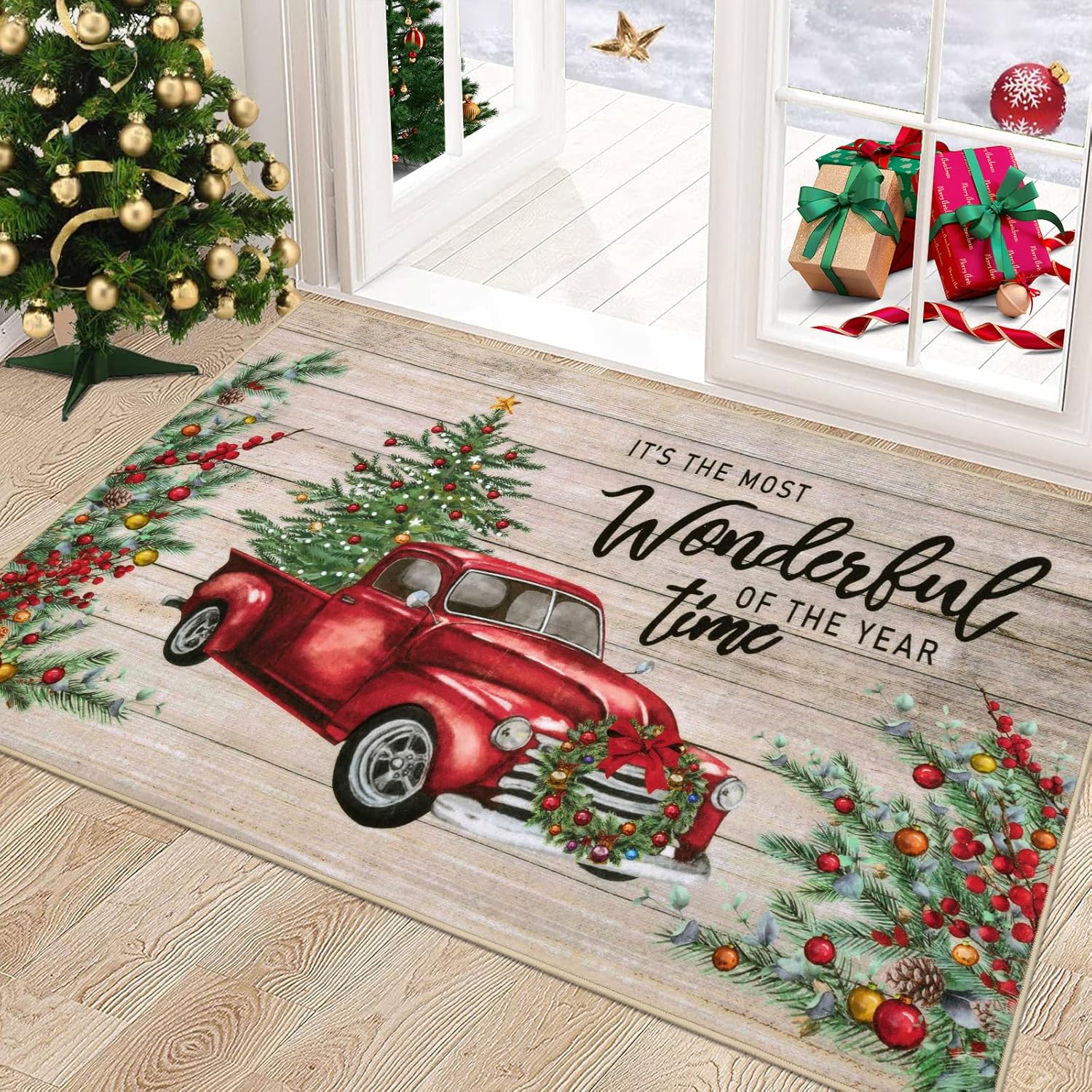 Pauwer Christmas Door Mat Indoor Entrance 32"x48" Soft
