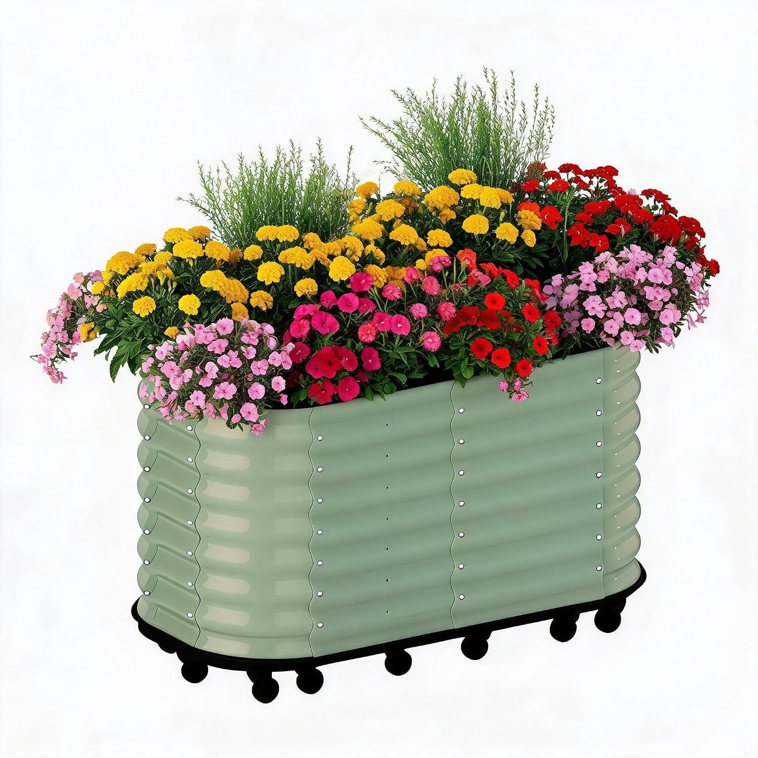 Garvee Mobile Self-Watering Galvanized Steel Raised Garden Bed Planter
