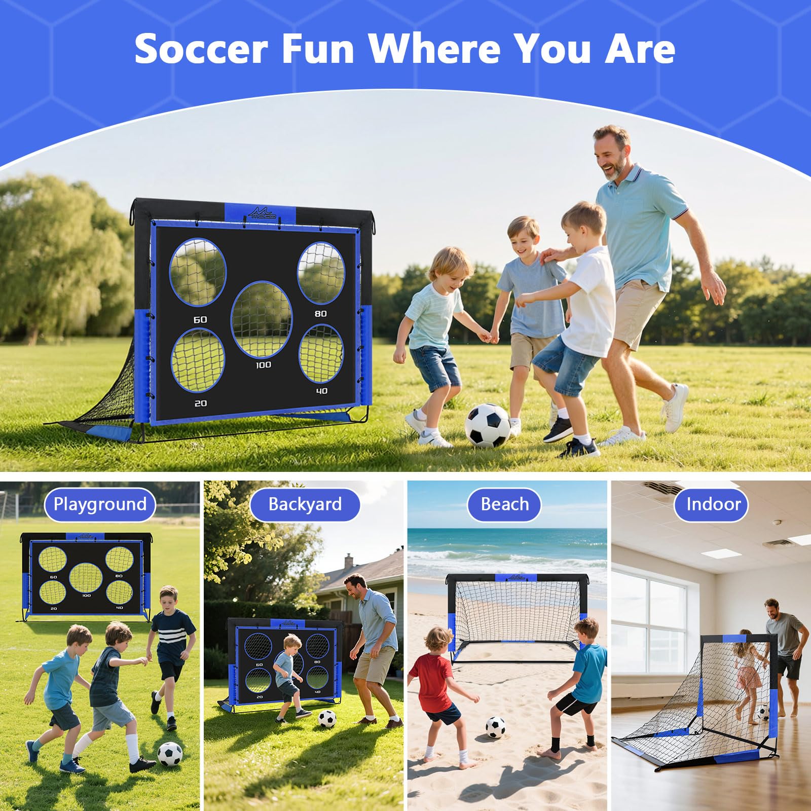 MoKo Portería de Fútbol Plegable con Red, Equipo de Entrenamiento Portátil para Niños
