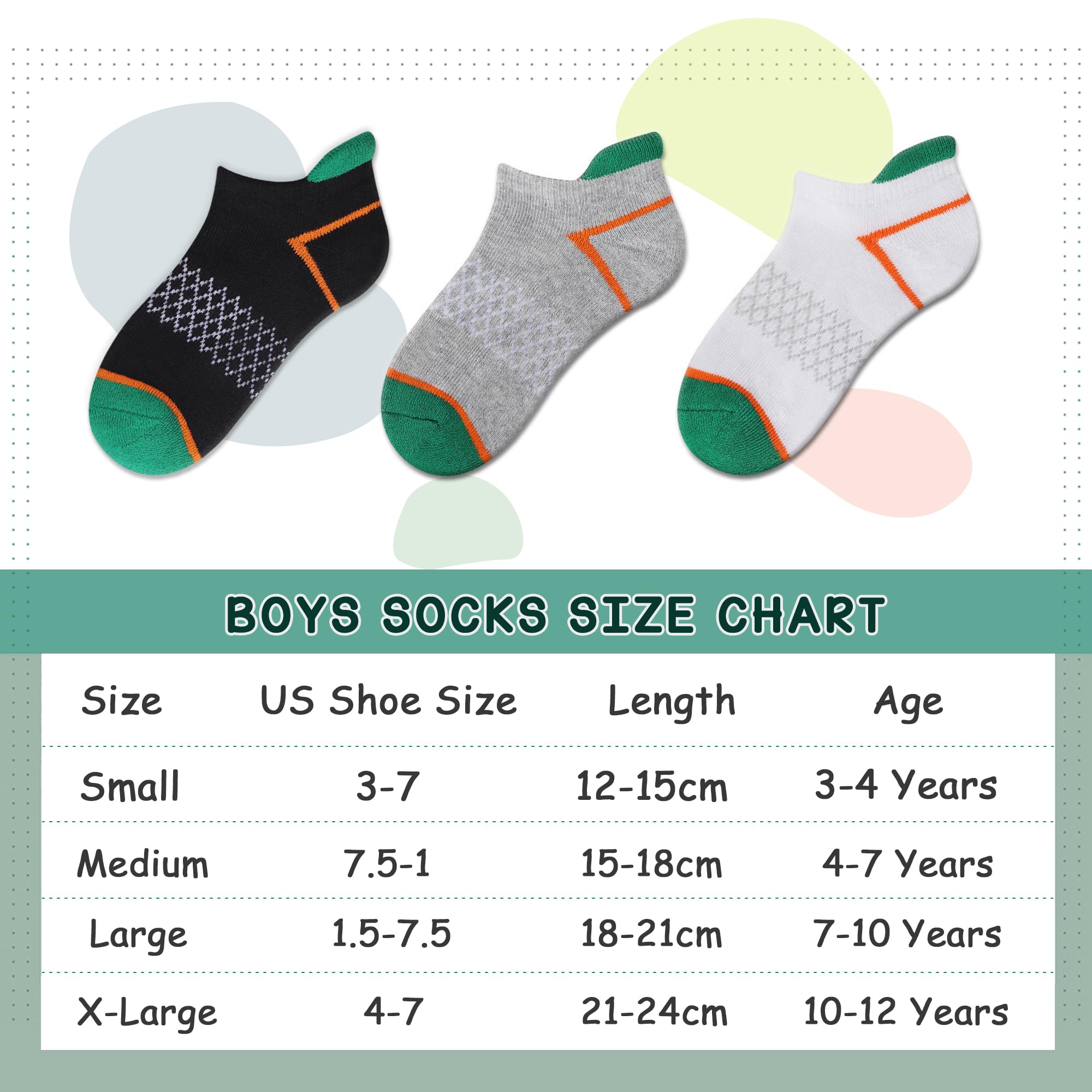 12 pares de calcetines deportivos para niños con suela acolchada para niños de 4 a 6, 6 a 8, 8 a 10 años