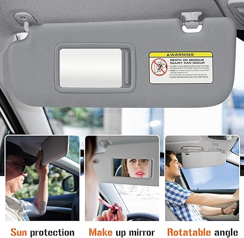 Miniatura 5 de Visera solar izquierda y derecha para Hyundai Elantra 2011-2015 (no compatible con el modelo GT), repuesto de parasol gris para el lado del