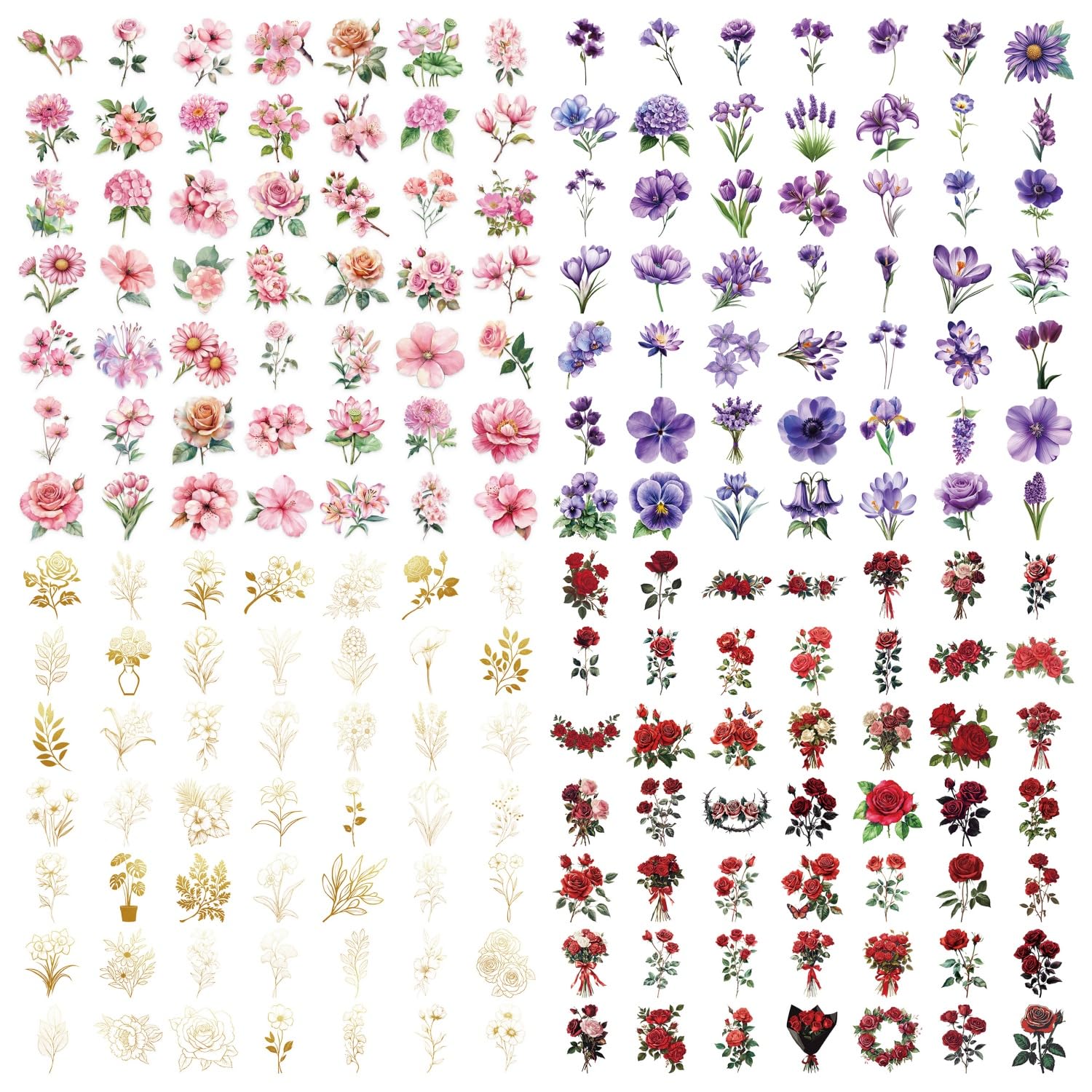 200PCS Natural Flower Stickers for Teens Girls Adults Kids,Transparent Flowers Waterproof Decals for Journal Scrapbook Laptop Water Bottle Luggage Cups Computer Phone Guitar Skateboard Helmet - Image 2