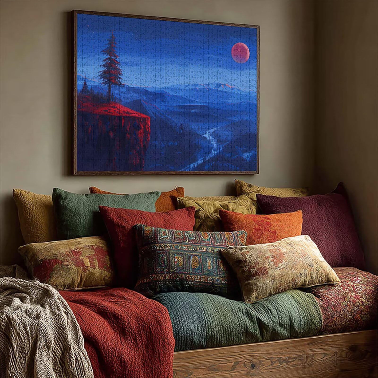 Puzzle 2000 elementów dla dorosłych, niebieskie, drewniane puzzle, 99 x 71 cm, części ściśle do siebie pasują, dla mężczyzn, kobiet, starszych seniorów, relaks i odstresowanie, prezenty, dekoracja