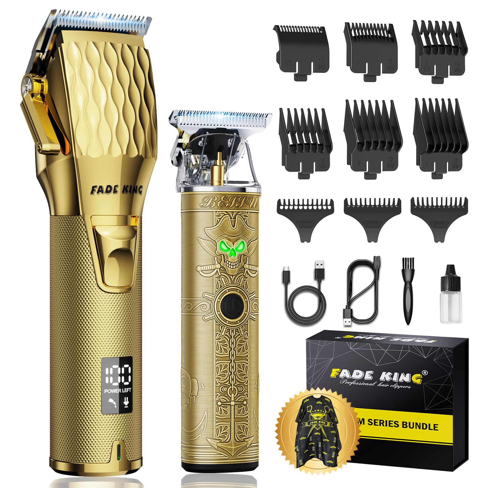 FADEKING Professional Hair Clippers for Men, Cordless Clipper & Trimmer Kit